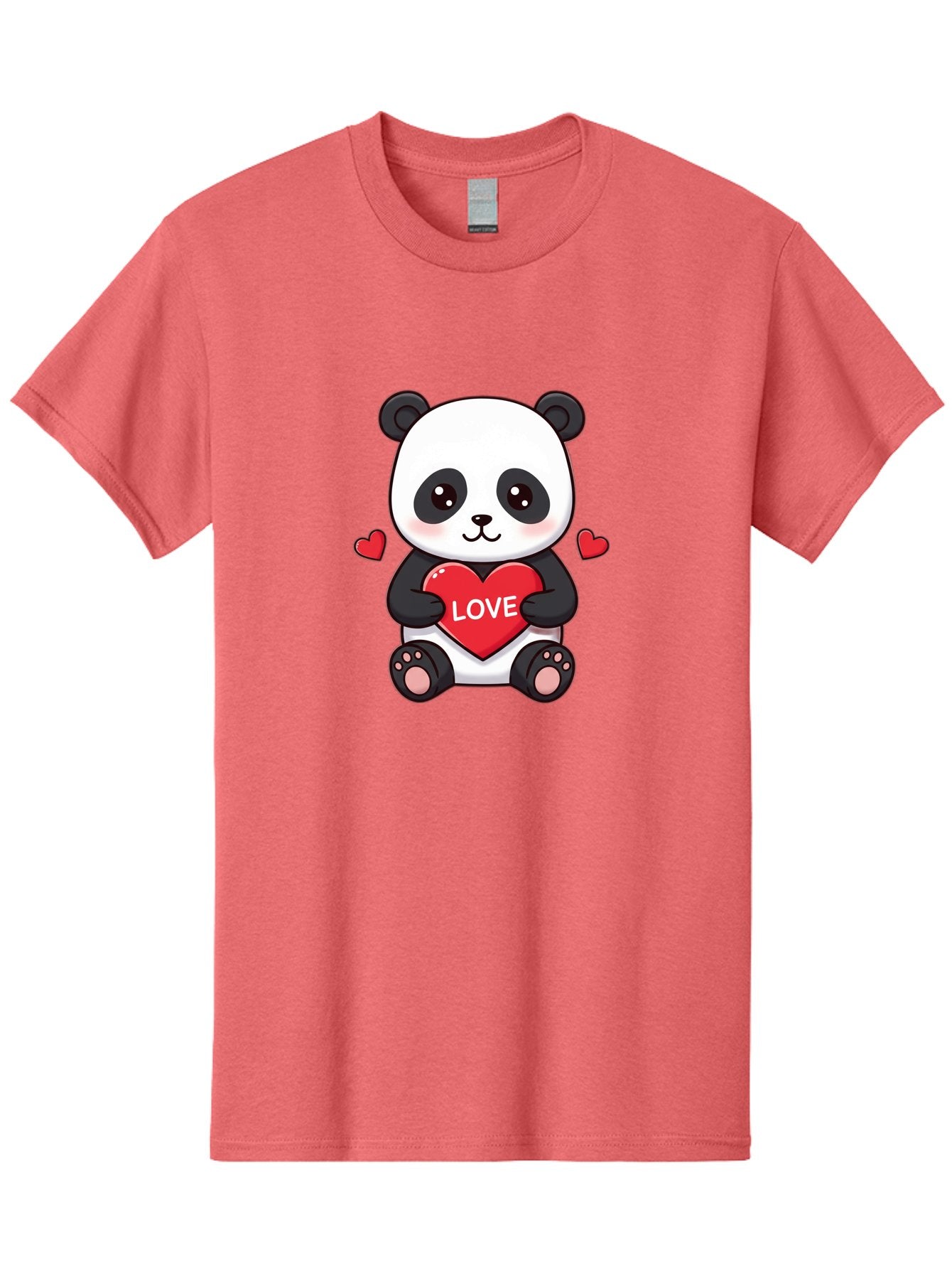 Love-Panda Men'S Graphic Tee, 100% Cotton, Comfortable Casual Summer Wear, Machine Washable, Cute Panda Bear, Love Heart, Red Heart With Love, Adorable Cartoon Character, Kawaii Illustration, Heartwarming Scene, Panda Love Bae486 14
