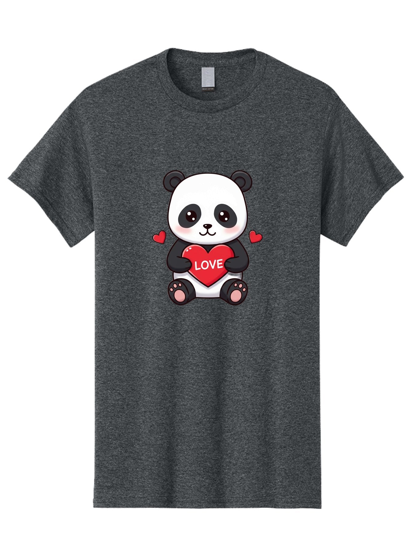 Love-Panda Men'S Graphic Tee, 100% Cotton, Comfortable Casual Summer Wear, Machine Washable, Cute Panda Bear, Love Heart, Red Heart With Love, Adorable Cartoon Character, Kawaii Illustration, Heartwarming Scene, Panda Love Bae486 6