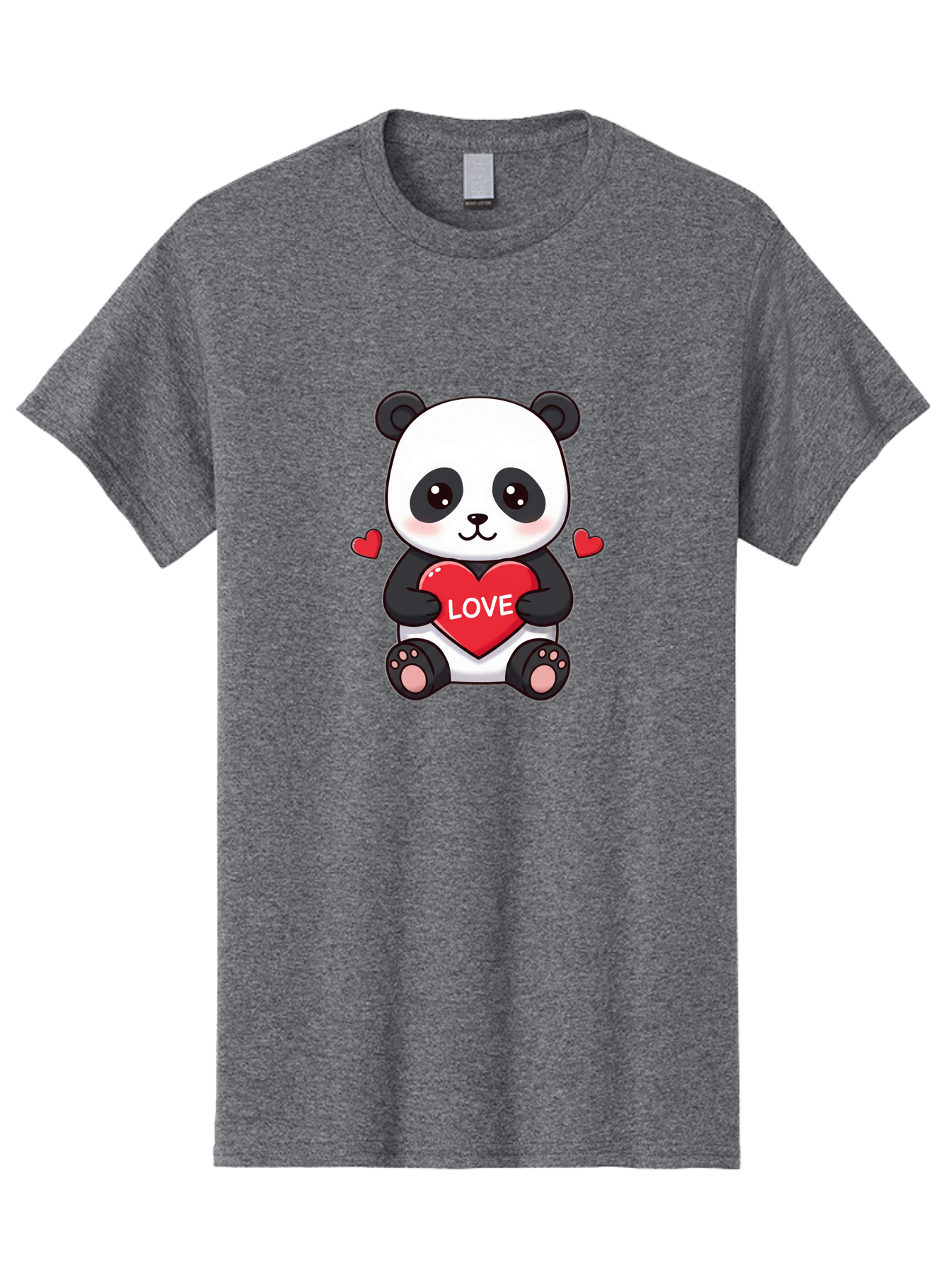 Love-Panda Men'S Graphic Tee, 100% Cotton, Comfortable Casual Summer Wear, Machine Washable, Cute Panda Bear, Love Heart, Red Heart With Love, Adorable Cartoon Character, Kawaii Illustration, Heartwarming Scene, Panda Love Bae486 8
