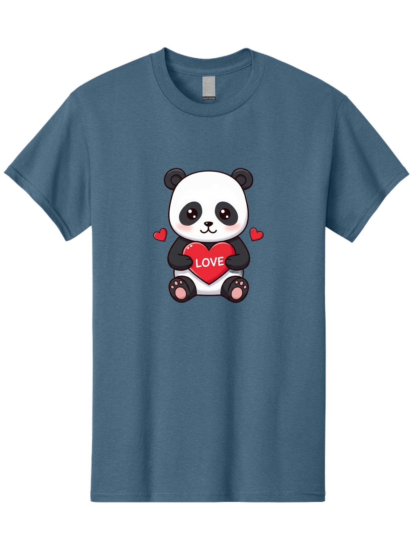 Love-Panda Men'S Graphic Tee, 100% Cotton, Comfortable Casual Summer Wear, Machine Washable, Cute Panda Bear, Love Heart, Red Heart With Love, Adorable Cartoon Character, Kawaii Illustration, Heartwarming Scene, Panda Love Bae486 15