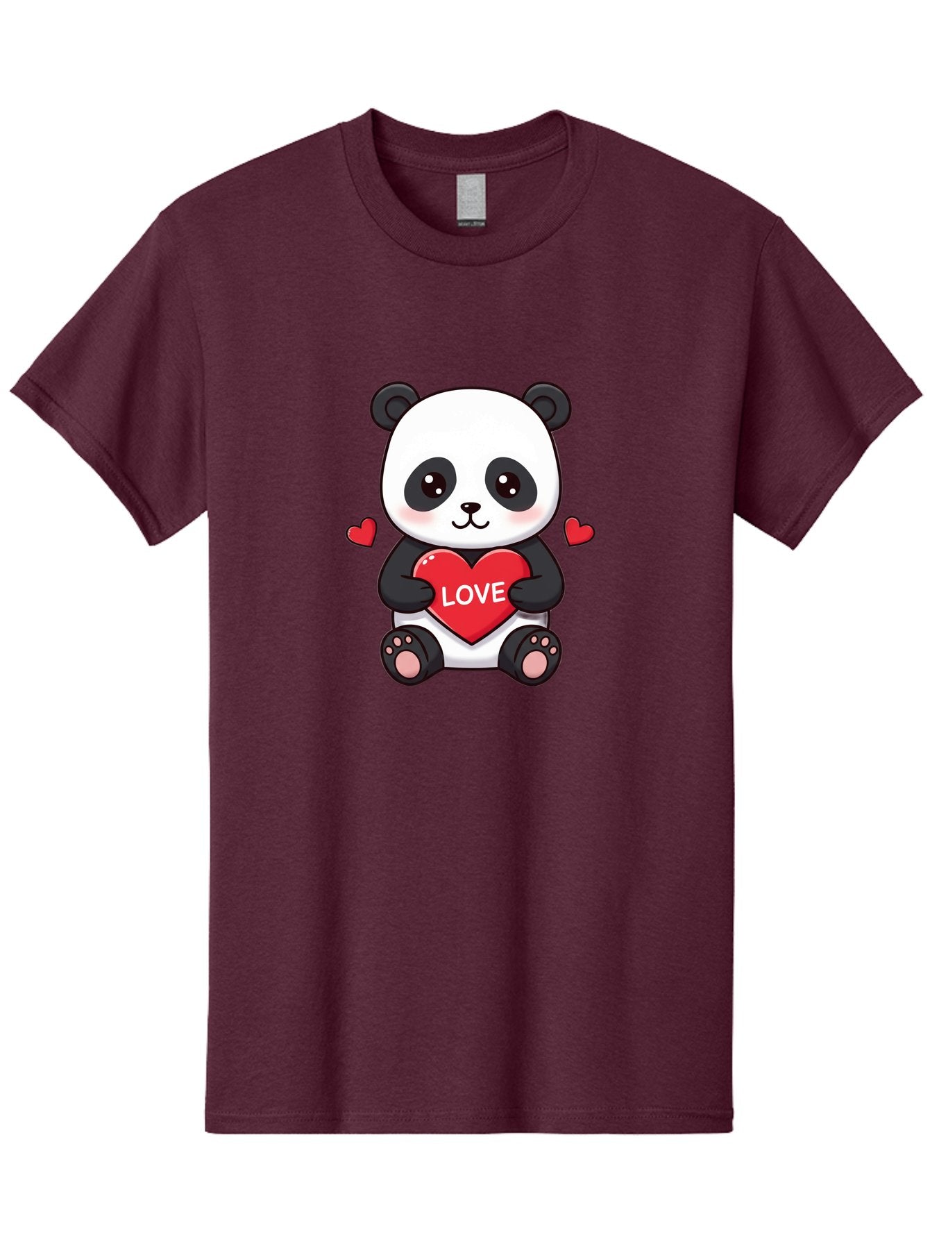 Love-Panda Men'S Graphic Tee, 100% Cotton, Comfortable Casual Summer Wear, Machine Washable, Cute Panda Bear, Love Heart, Red Heart With Love, Adorable Cartoon Character, Kawaii Illustration, Heartwarming Scene, Panda Love Bae486 7