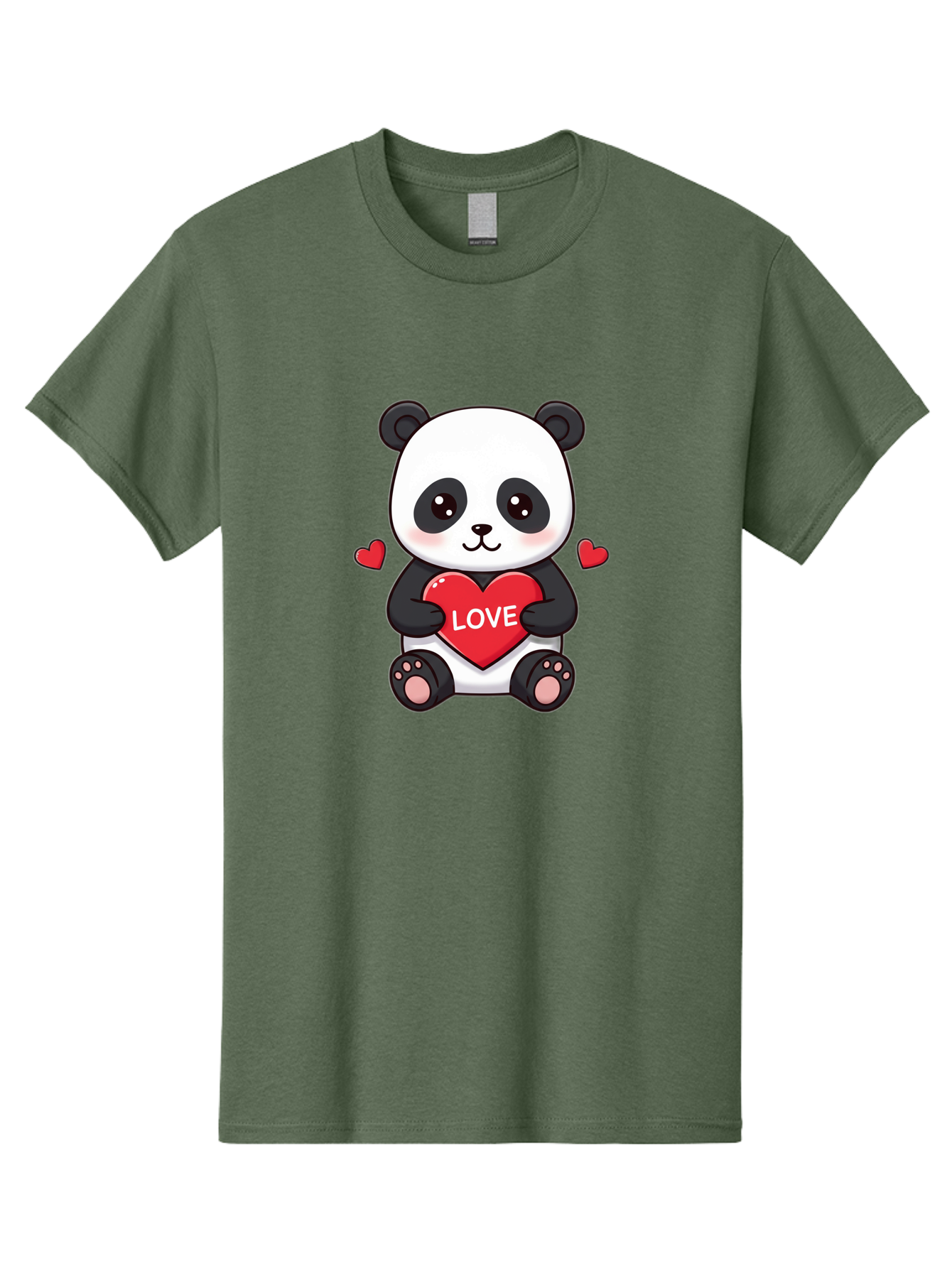 Love-Panda Men'S Graphic Tee, 100% Cotton, Comfortable Casual Summer Wear, Machine Washable, Cute Panda Bear, Love Heart, Red Heart With Love, Adorable Cartoon Character, Kawaii Illustration, Heartwarming Scene, Panda Love Bae486 10