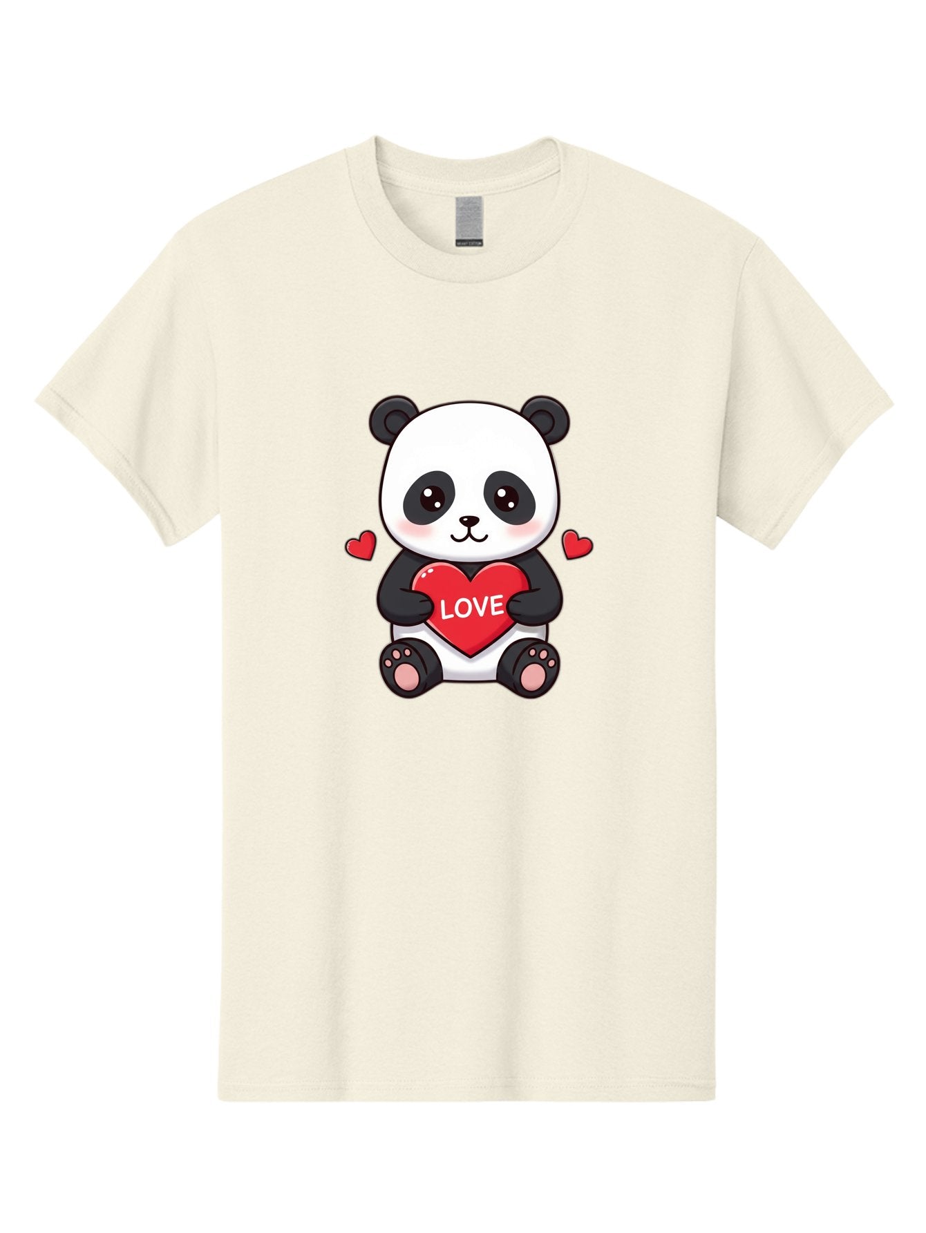 Love-Panda Men'S Graphic Tee, 100% Cotton, Comfortable Casual Summer Wear, Machine Washable, Cute Panda Bear, Love Heart, Red Heart With Love, Adorable Cartoon Character, Kawaii Illustration, Heartwarming Scene, Panda Love Bae486 11