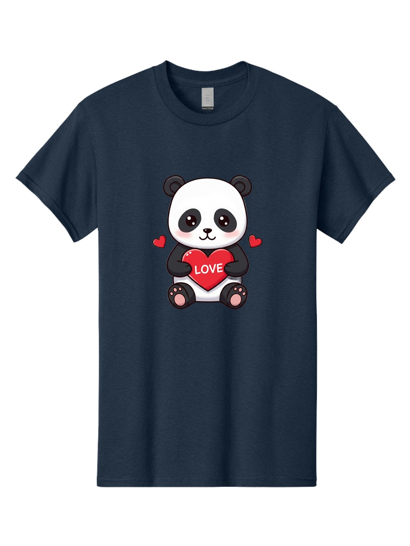 Love-Panda Men'S Graphic Tee, 100% Cotton, Comfortable Casual Summer Wear, Machine Washable, Cute Panda Bear, Love Heart, Red Heart With Love, Adorable Cartoon Character, Kawaii Illustration, Heartwarming Scene, Panda Love Bae486 4