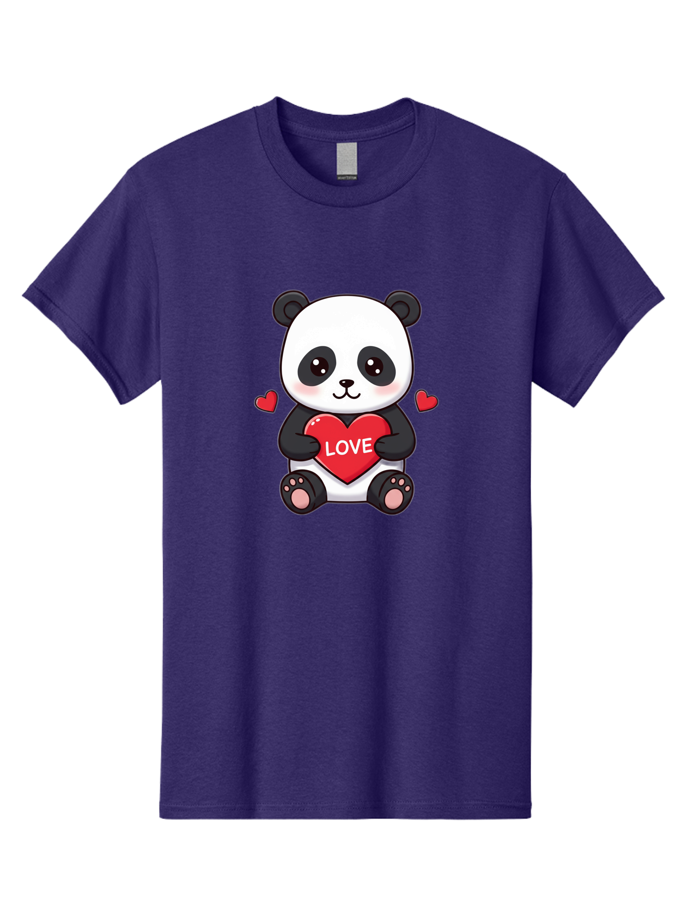 Love-Panda Men'S Graphic Tee, 100% Cotton, Comfortable Casual Summer Wear, Machine Washable, Cute Panda Bear, Love Heart, Red Heart With Love, Adorable Cartoon Character, Kawaii Illustration, Heartwarming Scene, Panda Love Bae486 5