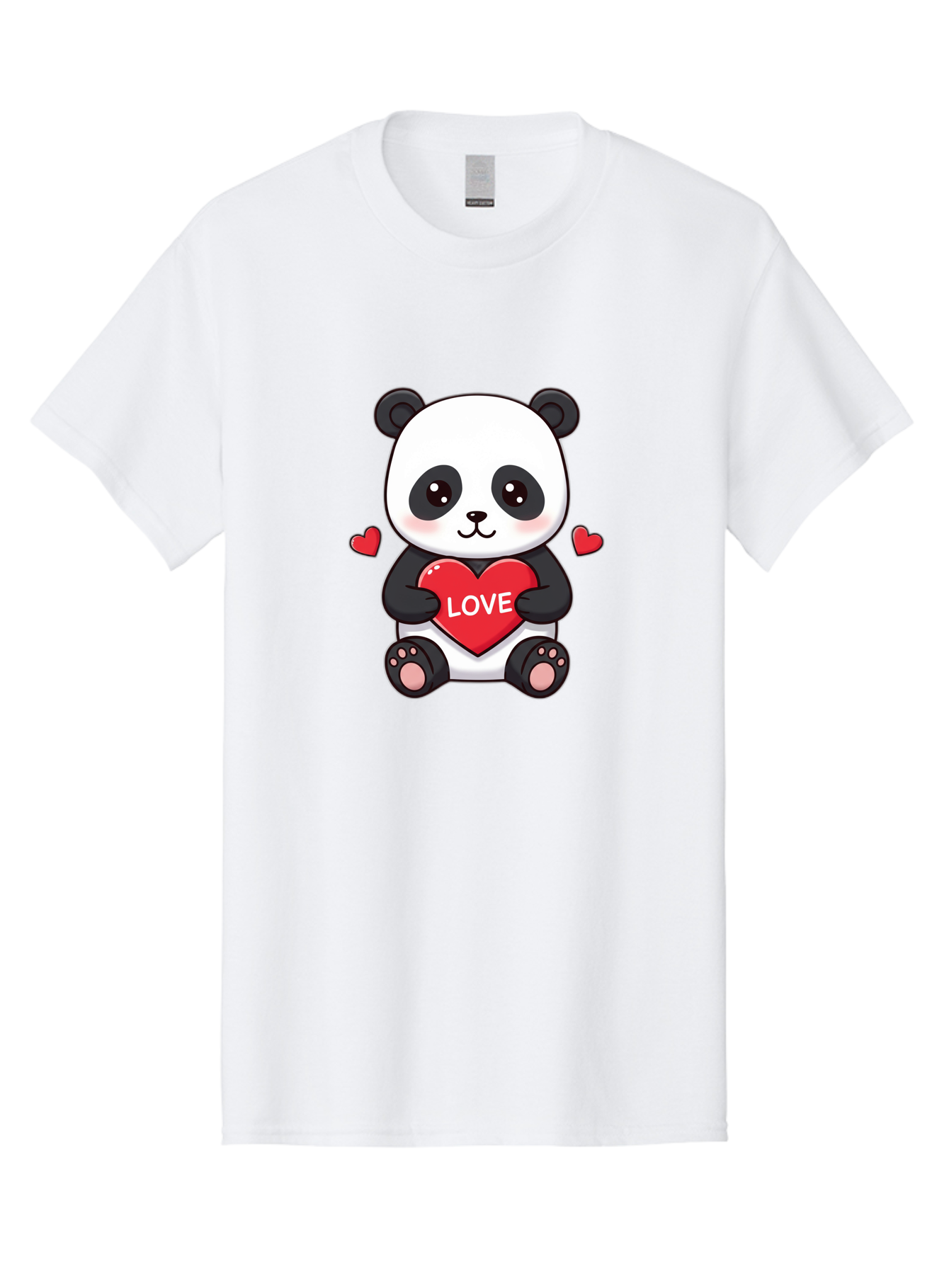Love-Panda Men'S Graphic Tee, 100% Cotton, Comfortable Casual Summer Wear, Machine Washable, Cute Panda Bear, Love Heart, Red Heart With Love, Adorable Cartoon Character, Kawaii Illustration, Heartwarming Scene, Panda Love Bae486 11