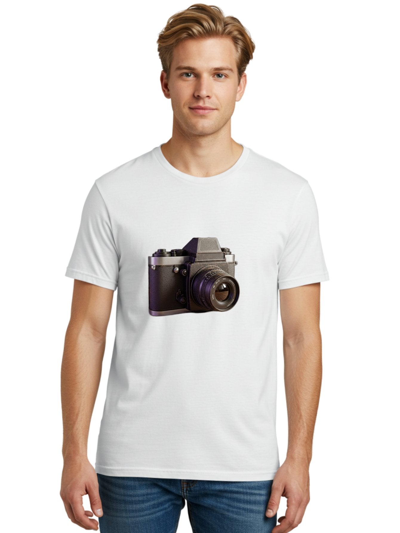 Mamiya-Camera Men'S Graphic Tee, 100% Cotton, Comfortable Casual Summer Wear, Machine Washable, Classic Camera, Vintage Photography, Retro Style, Film Camera, Mc Jupiter 37A, Manual Lens, 135Mm F3.5, Photography Equipment, Camera Lens Bae488 29