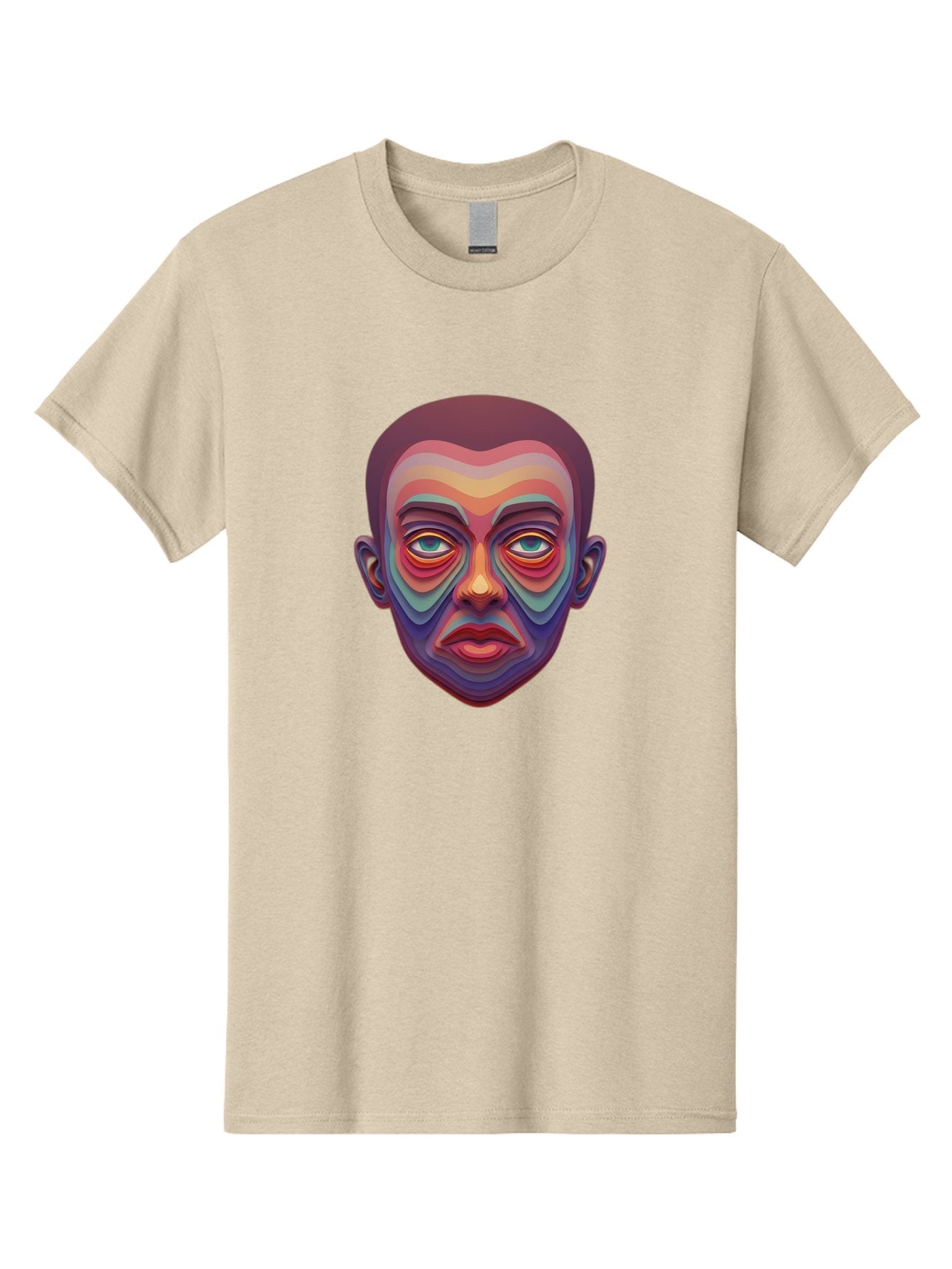 Man-S-Face Men'S Graphic Tee, 100% Cotton, Comfortable Casual Summer Wear, Machine Washable, Multicolored Face, Colorful Patterns, Vibrant Colors, Abstract Art, Surreal Portrait, Iridescent Hues, Psychedelic Style, Contemporary Art, Bae490 8