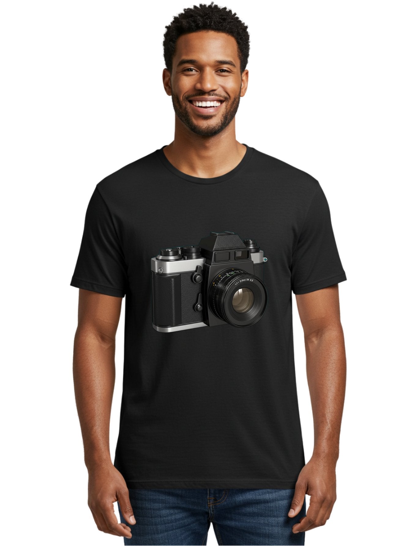 Mc-Lens-50Mm-F2 Men'S Graphic Tee, 100% Cotton, Comfortable Casual Summer Wear, Machine Washable, Vintage Camera, Photography Equipment, Film Camera, Classic Design, Black And Silver, Camera Lens, Photography Gear, Lc Ersin 28 Fx Lens Bae491 24