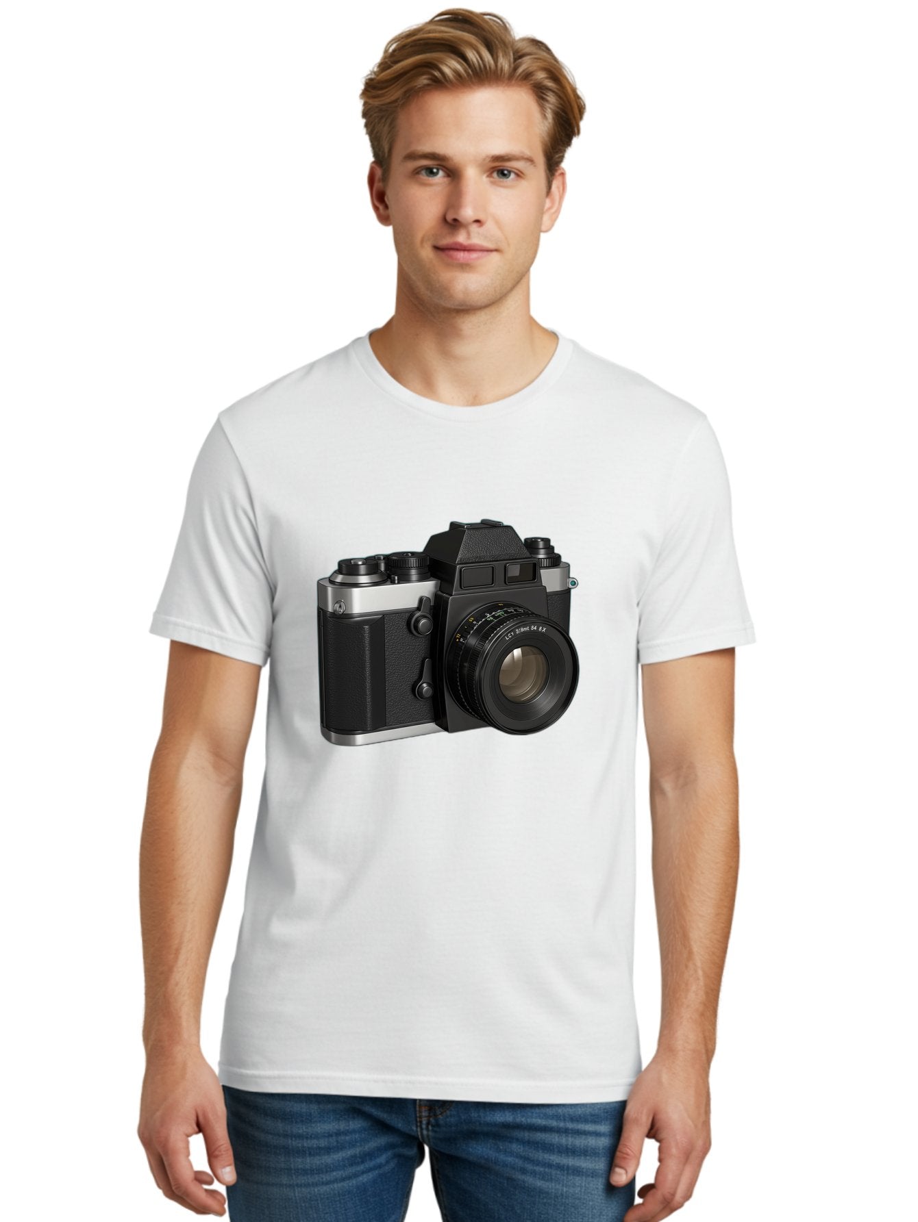 Mc-Lens-50Mm-F2 Men'S Graphic Tee, 100% Cotton, Comfortable Casual Summer Wear, Machine Washable, Vintage Camera, Photography Equipment, Film Camera, Classic Design, Black And Silver, Camera Lens, Photography Gear, Lc Ersin 28 Fx Lens Bae491 16