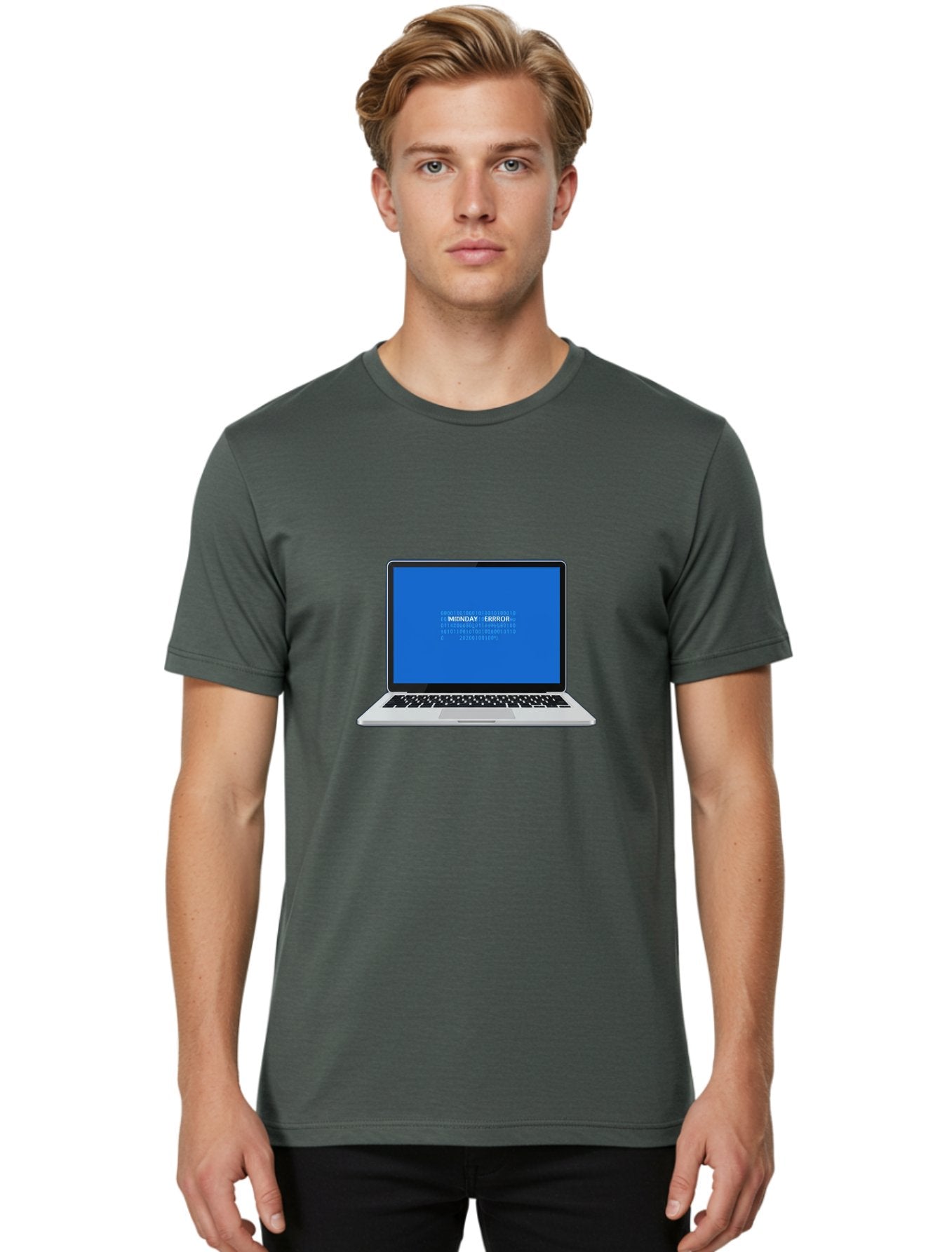 Midnday-Error Men'S Graphic Tee, 100% Cotton, Comfortable Casual Summer Wear, Machine Washable, Laptop Screen Displaying Error Message, Blue Screen Of Death, System Failure, Technical Issue, Error Code, Debugging, Technology Problem, Bae494 18