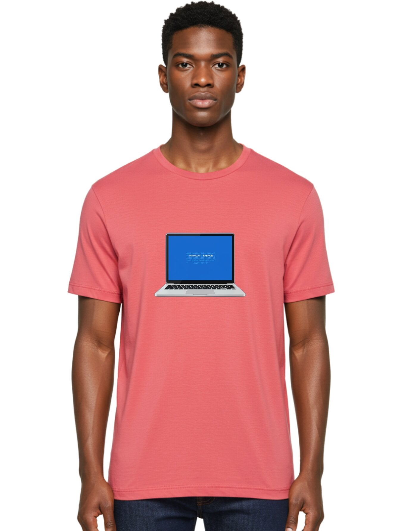 Midnday-Error Men'S Graphic Tee, 100% Cotton, Comfortable Casual Summer Wear, Machine Washable, Laptop Screen Displaying Error Message, Blue Screen Of Death, System Failure, Technical Issue, Error Code, Debugging, Technology Problem, Bae494 17