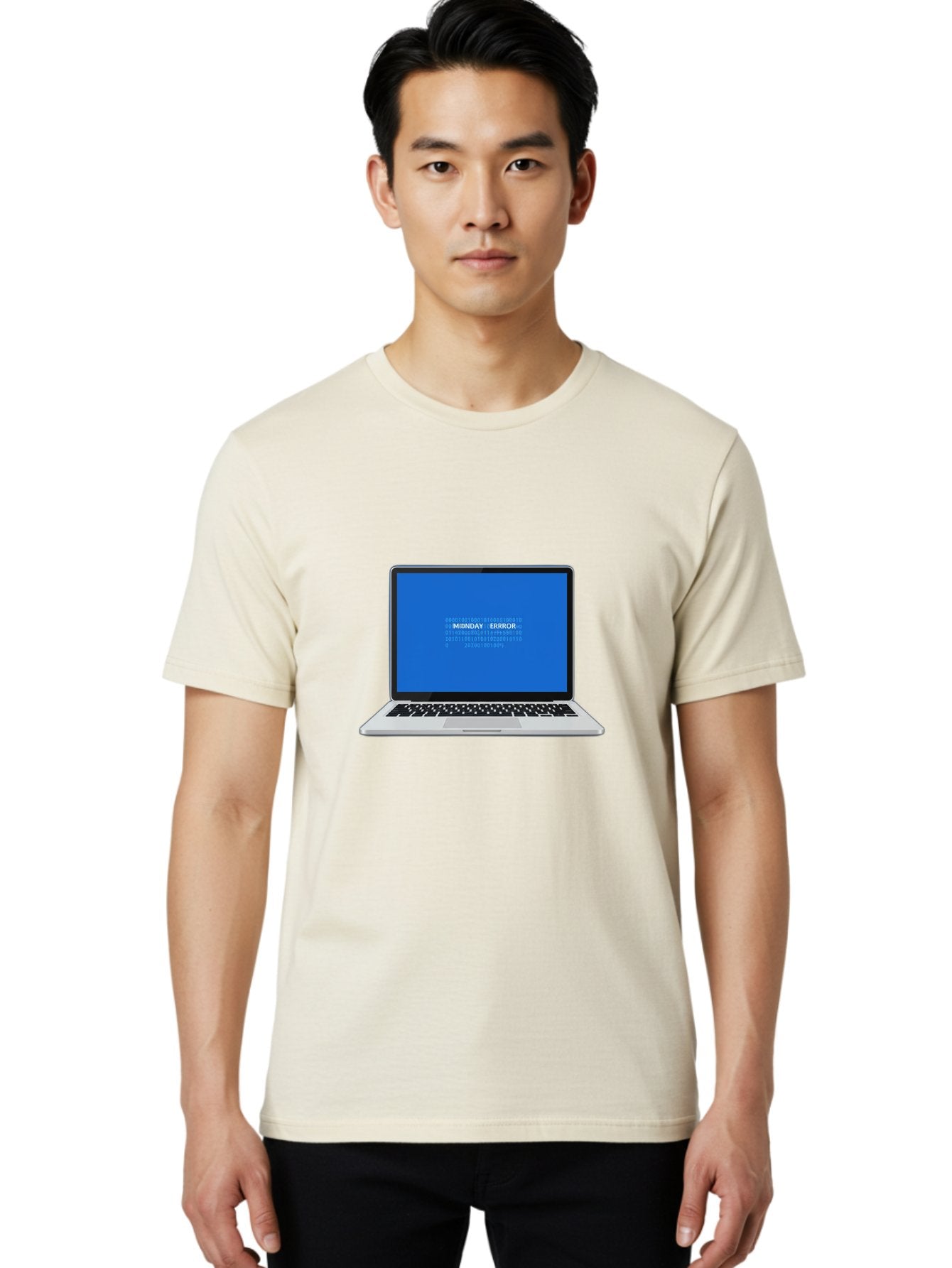 Midnday-Error Men'S Graphic Tee, 100% Cotton, Comfortable Casual Summer Wear, Machine Washable, Laptop Screen Displaying Error Message, Blue Screen Of Death, System Failure, Technical Issue, Error Code, Debugging, Technology Problem, Bae494 22