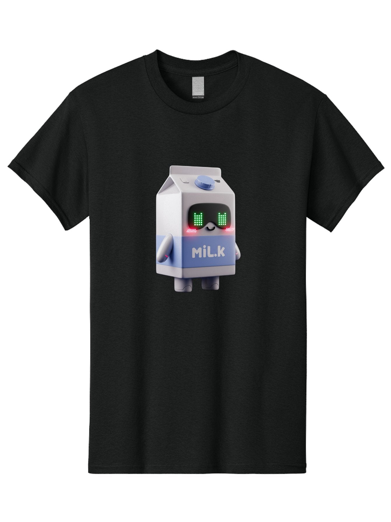 Mil-K-Milk-Carton-Robot Men'S Graphic Tee, 100% Cotton, Comfortable Casual Summer Wear, Machine Washable, Cartoon Milk Carton, Robotic Character, Digital Illustration, Futuristic Design, Glowing Eyes, Led Lights, Cute Mascot, Dairy Product, Bae495 15
