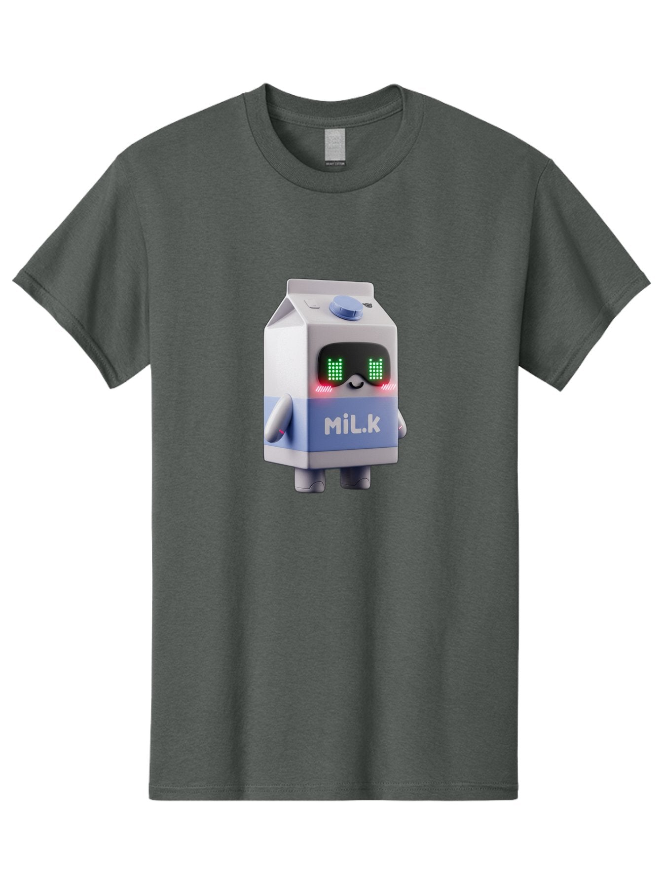 Mil-K-Milk-Carton-Robot Men'S Graphic Tee, 100% Cotton, Comfortable Casual Summer Wear, Machine Washable, Cartoon Milk Carton, Robotic Character, Digital Illustration, Futuristic Design, Glowing Eyes, Led Lights, Cute Mascot, Dairy Product, Bae495 6