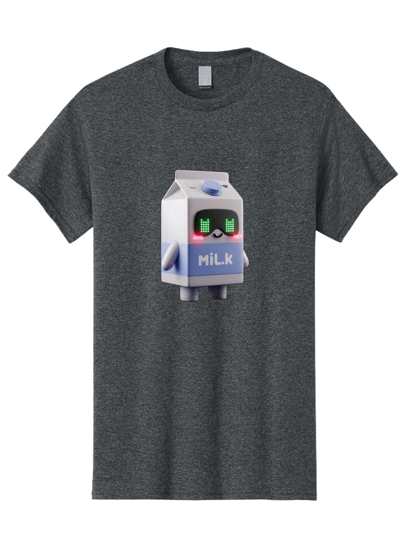 Mil-K-Milk-Carton-Robot Men'S Graphic Tee, 100% Cotton, Comfortable Casual Summer Wear, Machine Washable, Cartoon Milk Carton, Robotic Character, Digital Illustration, Futuristic Design, Glowing Eyes, Led Lights, Cute Mascot, Dairy Product, Bae495 11