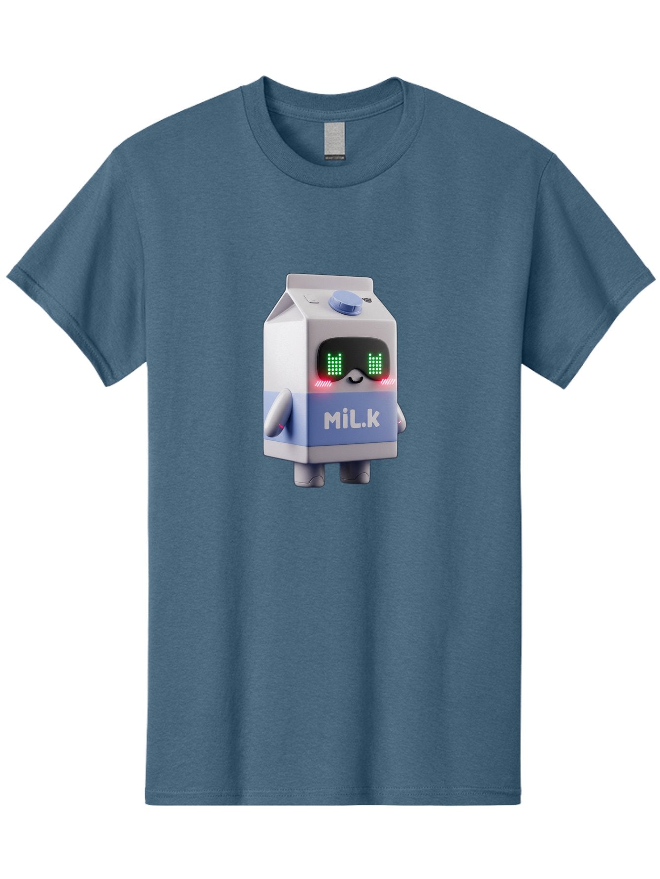 Mil-K-Milk-Carton-Robot Men'S Graphic Tee, 100% Cotton, Comfortable Casual Summer Wear, Machine Washable, Cartoon Milk Carton, Robotic Character, Digital Illustration, Futuristic Design, Glowing Eyes, Led Lights, Cute Mascot, Dairy Product, Bae495 14