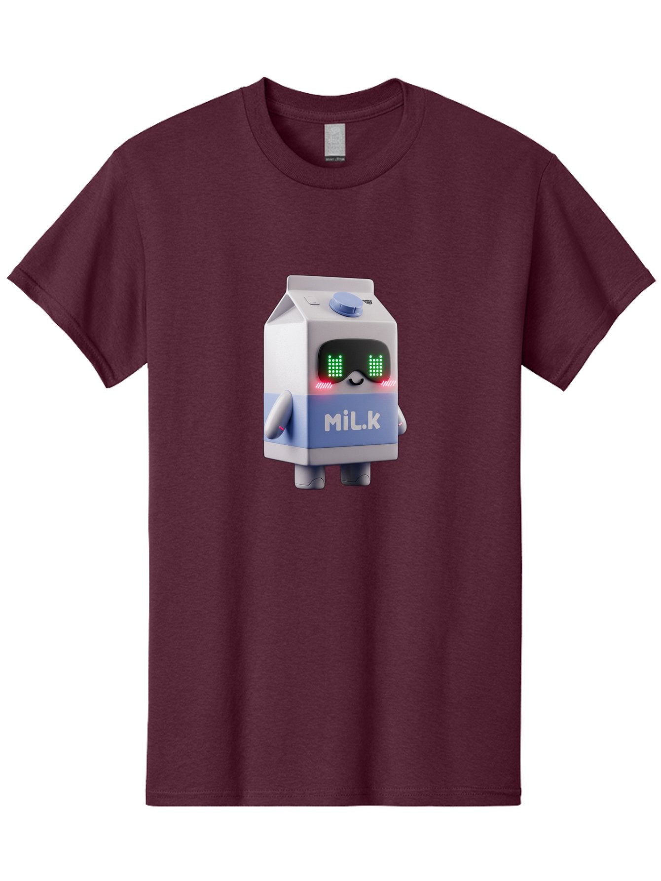 Mil-K-Milk-Carton-Robot Men'S Graphic Tee, 100% Cotton, Comfortable Casual Summer Wear, Machine Washable, Cartoon Milk Carton, Robotic Character, Digital Illustration, Futuristic Design, Glowing Eyes, Led Lights, Cute Mascot, Dairy Product, Bae495 3
