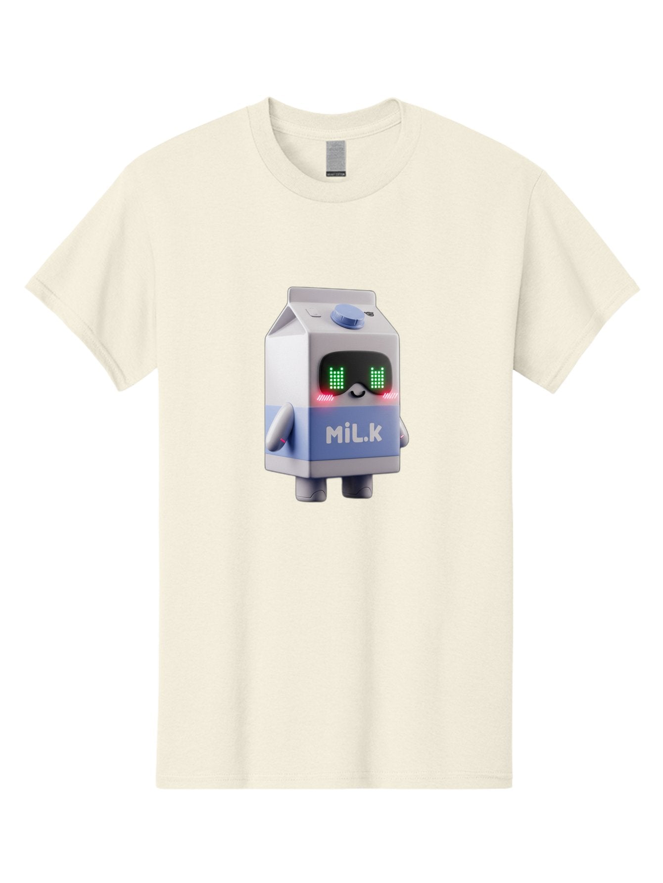 Mil-K-Milk-Carton-Robot Men'S Graphic Tee, 100% Cotton, Comfortable Casual Summer Wear, Machine Washable, Cartoon Milk Carton, Robotic Character, Digital Illustration, Futuristic Design, Glowing Eyes, Led Lights, Cute Mascot, Dairy Product, Bae495 12