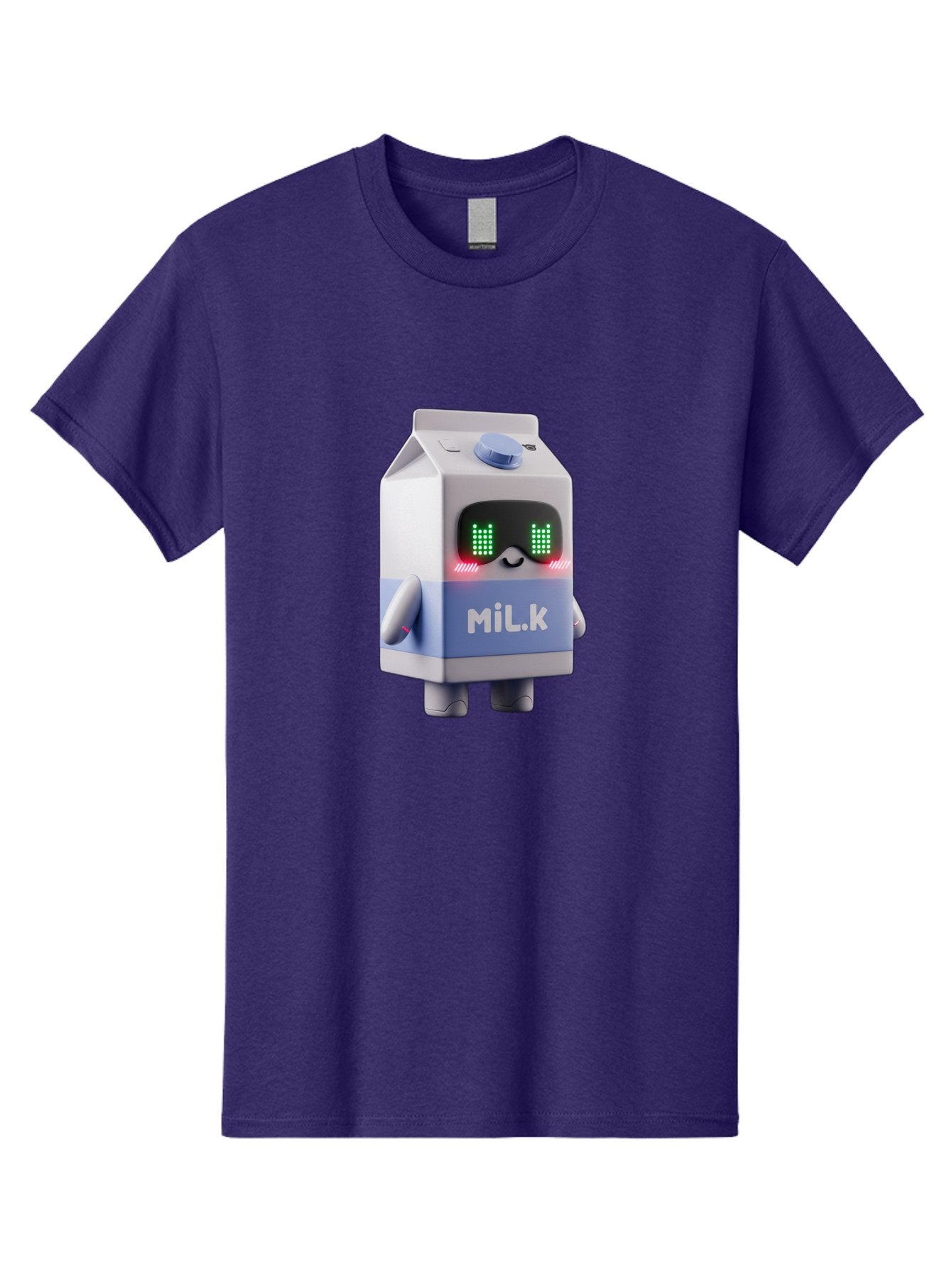 Mil-K-Milk-Carton-Robot Men'S Graphic Tee, 100% Cotton, Comfortable Casual Summer Wear, Machine Washable, Cartoon Milk Carton, Robotic Character, Digital Illustration, Futuristic Design, Glowing Eyes, Led Lights, Cute Mascot, Dairy Product, Bae495 9