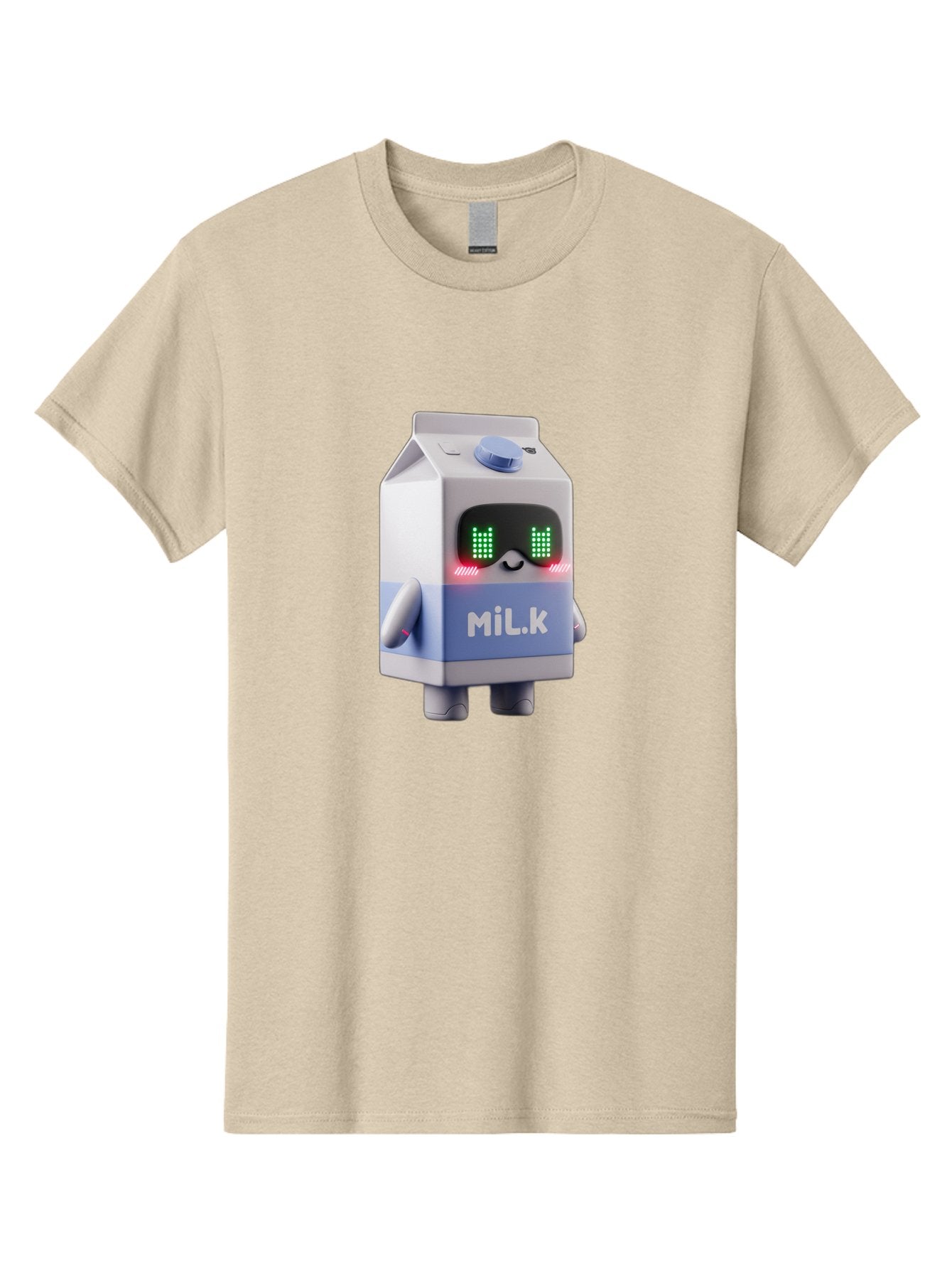 Mil-K-Milk-Carton-Robot Men'S Graphic Tee, 100% Cotton, Comfortable Casual Summer Wear, Machine Washable, Cartoon Milk Carton, Robotic Character, Digital Illustration, Futuristic Design, Glowing Eyes, Led Lights, Cute Mascot, Dairy Product, Bae495 8