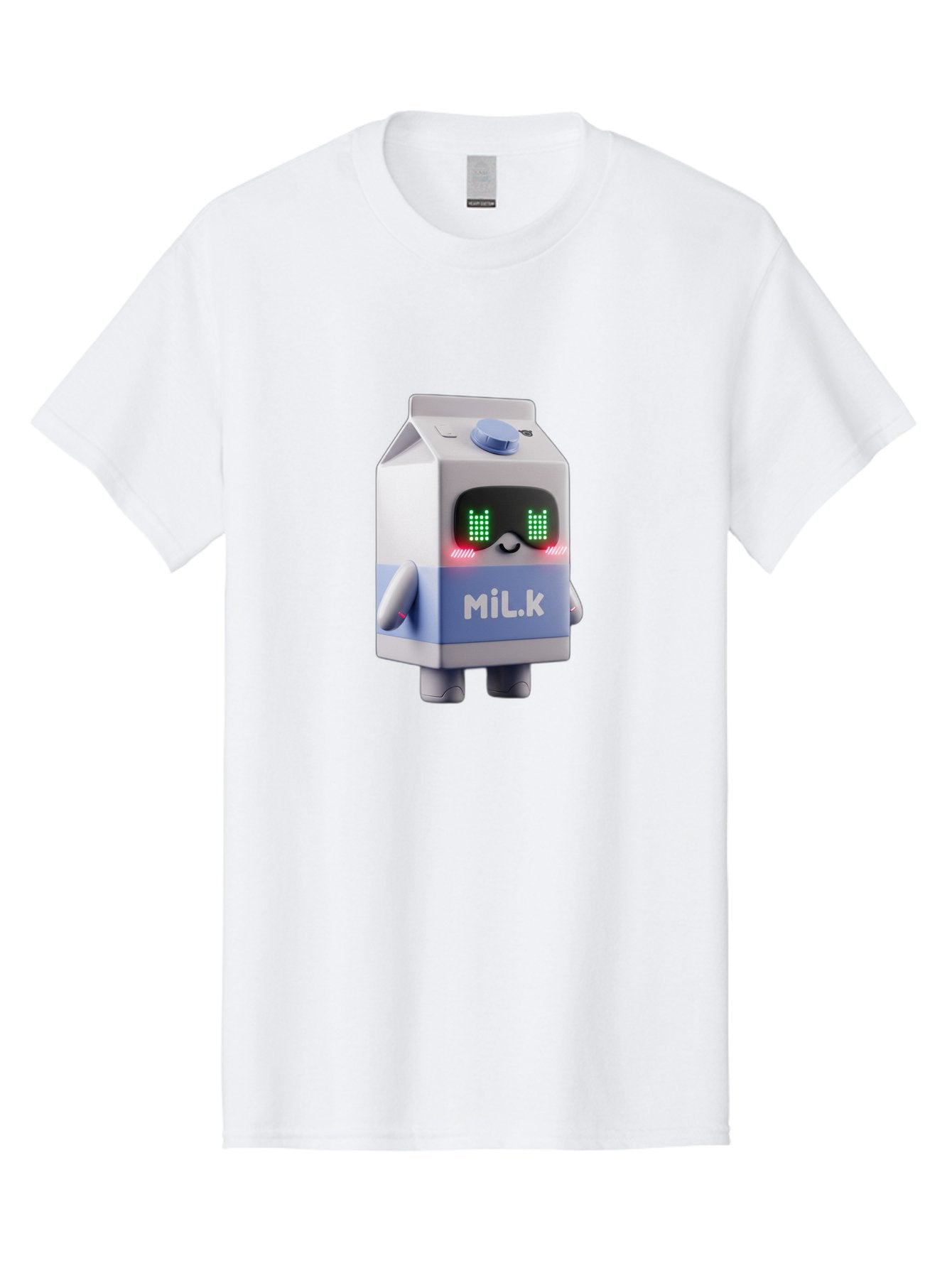 Mil-K-Milk-Carton-Robot Men'S Graphic Tee, 100% Cotton, Comfortable Casual Summer Wear, Machine Washable, Cartoon Milk Carton, Robotic Character, Digital Illustration, Futuristic Design, Glowing Eyes, Led Lights, Cute Mascot, Dairy Product, Bae495 13