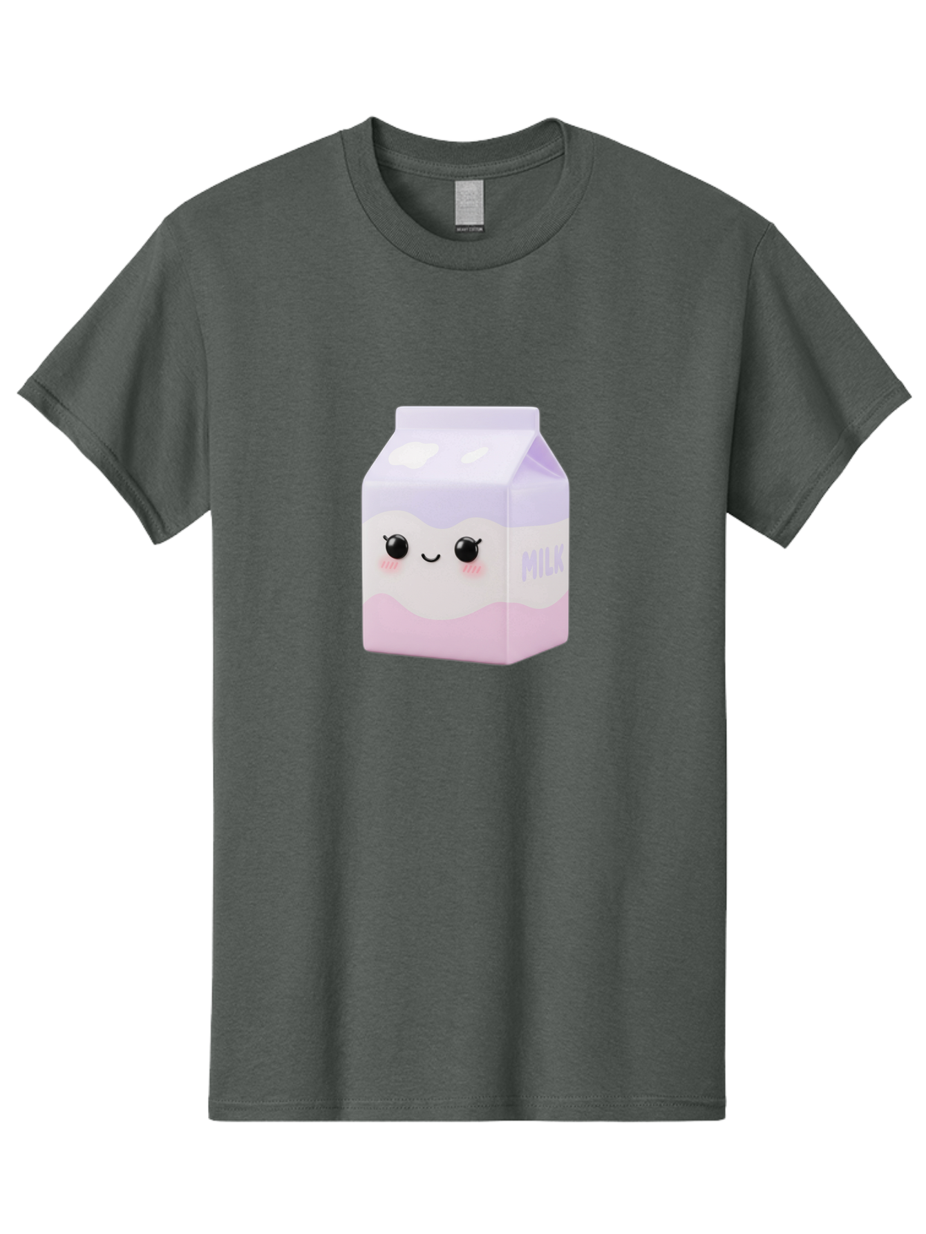 Milk-1 Men'S Graphic Tee, 100% Cotton, Comfortable Casual Summer Wear, Machine Washable, Carton Of Milk, Cute Face, Smiling Eyes, Pink Blush, Kawaii Character, Dairy Product, Funny Illustration, Purple And Pink Colors, Whimsical Design Bae496