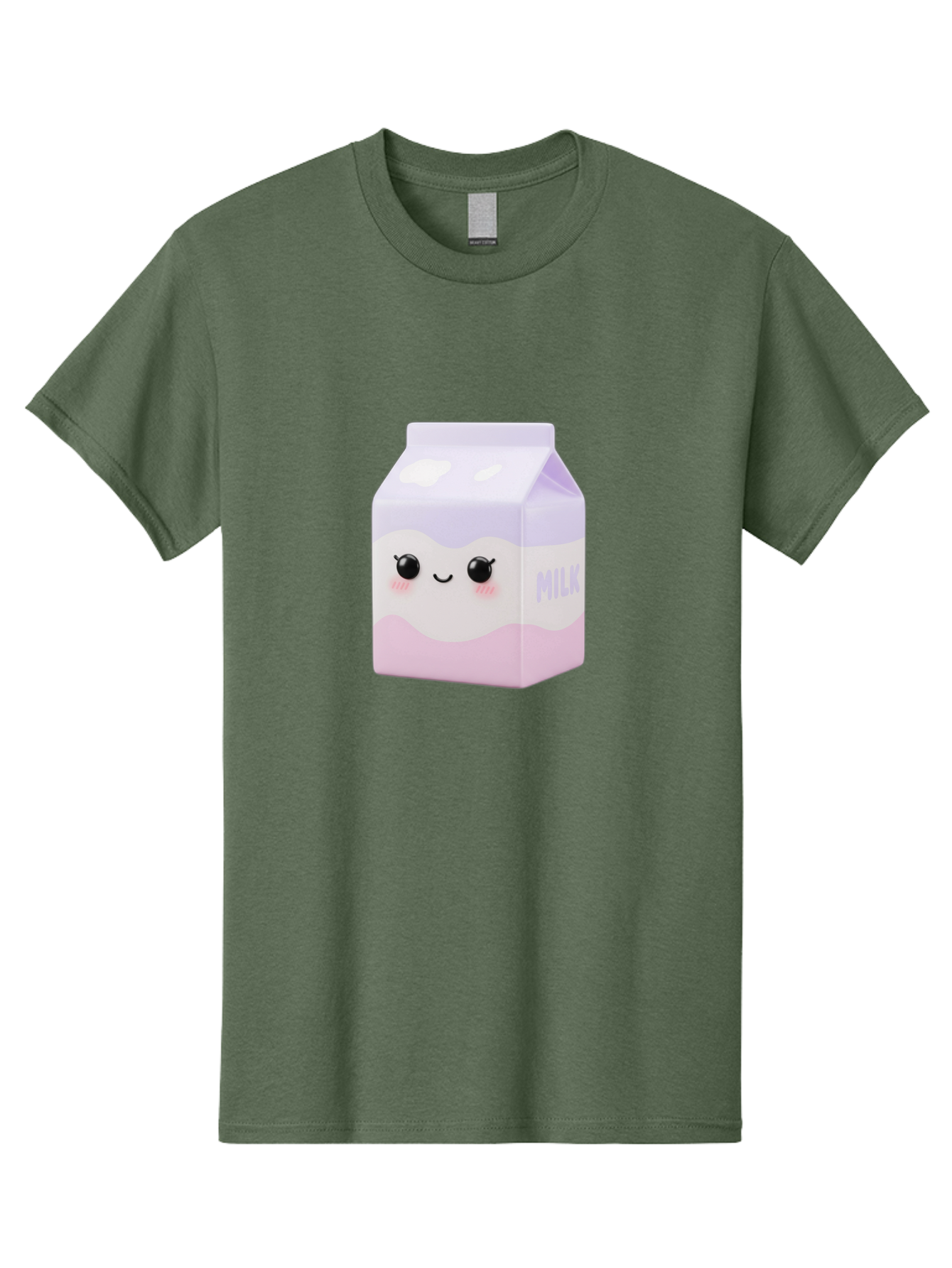Milk-1 Men'S Graphic Tee, 100% Cotton, Comfortable Casual Summer Wear, Machine Washable, Carton Of Milk, Cute Face, Smiling Eyes, Pink Blush, Kawaii Character, Dairy Product, Funny Illustration, Purple And Pink Colors, Whimsical Design Bae496