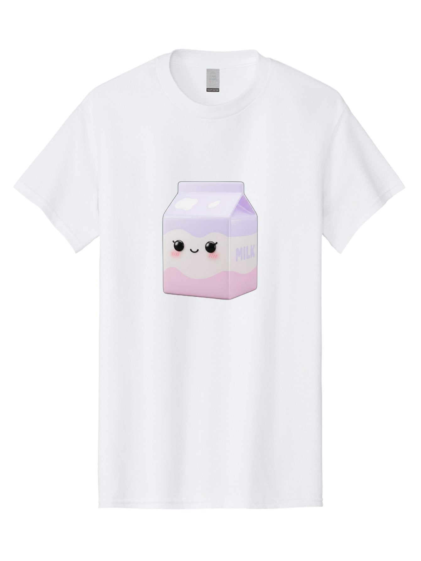 Milk-1 Men'S Graphic Tee, 100% Cotton, Comfortable Casual Summer Wear, Machine Washable, Carton Of Milk, Cute Face, Smiling Eyes, Pink Blush, Kawaii Character, Dairy Product, Funny Illustration, Purple And Pink Colors, Whimsical Design Bae496 5