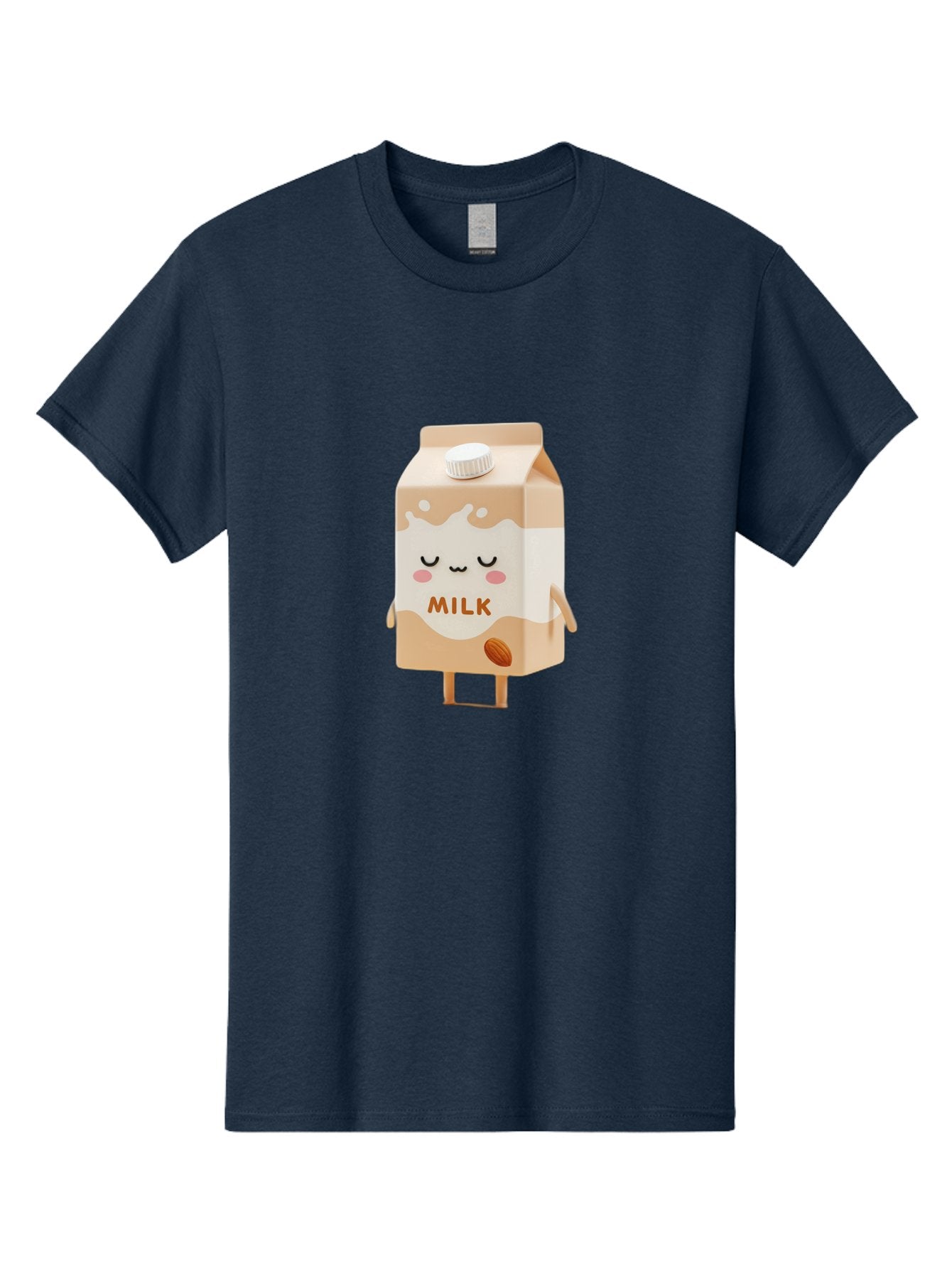 Milk-2 Men'S Graphic Tee, 100% Cotton, Comfortable Casual Summer Wear, Machine Washable, Cartoon Milk Carton, Kawaii Character, Cute Face, Almond Illustration, Dairy Product, Cute Design, Beverage Packaging, Adorable Mascot, Smiling Milk Bae497 4