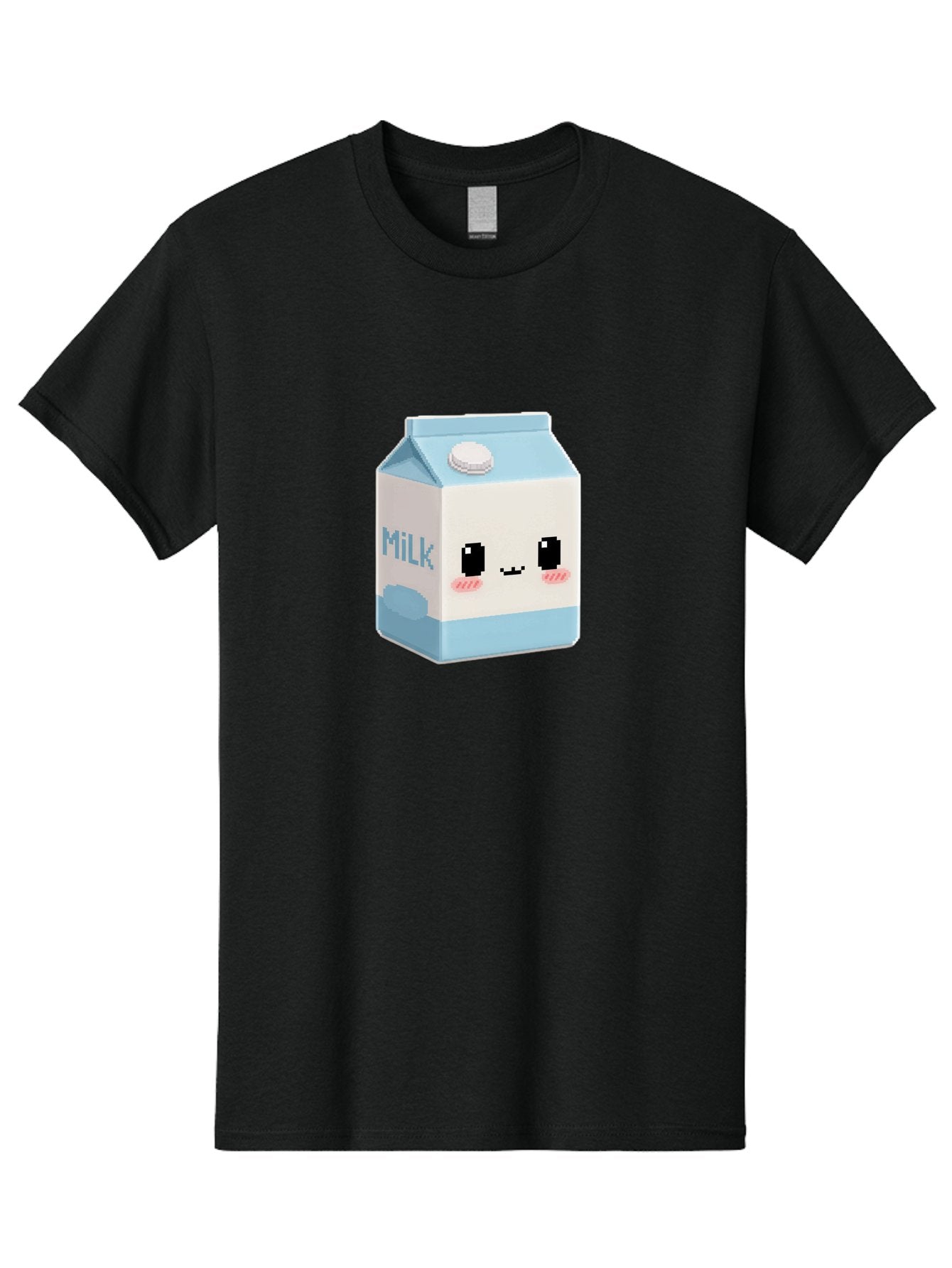 Milk-3 Men'S Graphic Tee, 100% Cotton, Comfortable Casual Summer Wear, Machine Washable, Cartoon Milk Carton, Cute Character Design, Pixel Art Style, Adorable Face, Kawaii Culture, Milk Beverage, Dairy Product, 8-Bit Aesthetic, Bae498 8