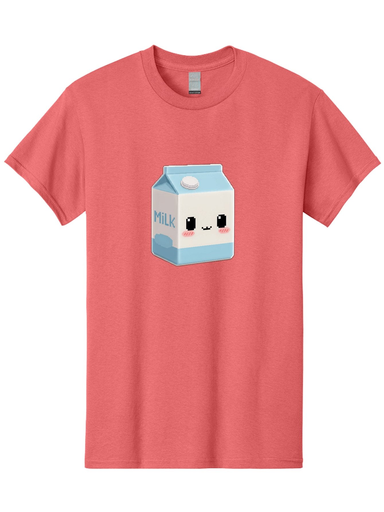 Milk-3 Men'S Graphic Tee, 100% Cotton, Comfortable Casual Summer Wear, Machine Washable, Cartoon Milk Carton, Cute Character Design, Pixel Art Style, Adorable Face, Kawaii Culture, Milk Beverage, Dairy Product, 8-Bit Aesthetic, Bae498