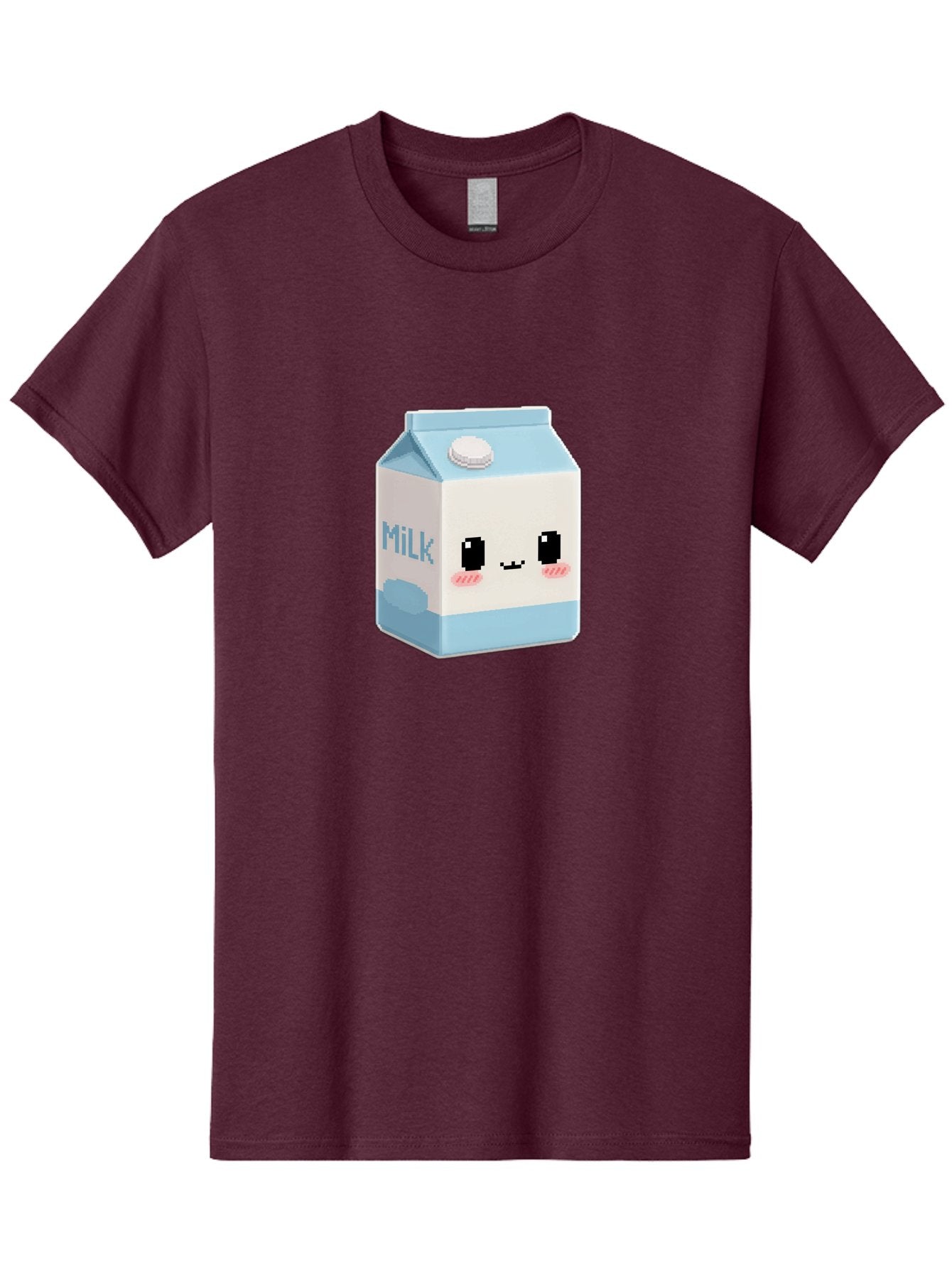 Milk-3 Men'S Graphic Tee, 100% Cotton, Comfortable Casual Summer Wear, Machine Washable, Cartoon Milk Carton, Cute Character Design, Pixel Art Style, Adorable Face, Kawaii Culture, Milk Beverage, Dairy Product, 8-Bit Aesthetic, Bae498 13