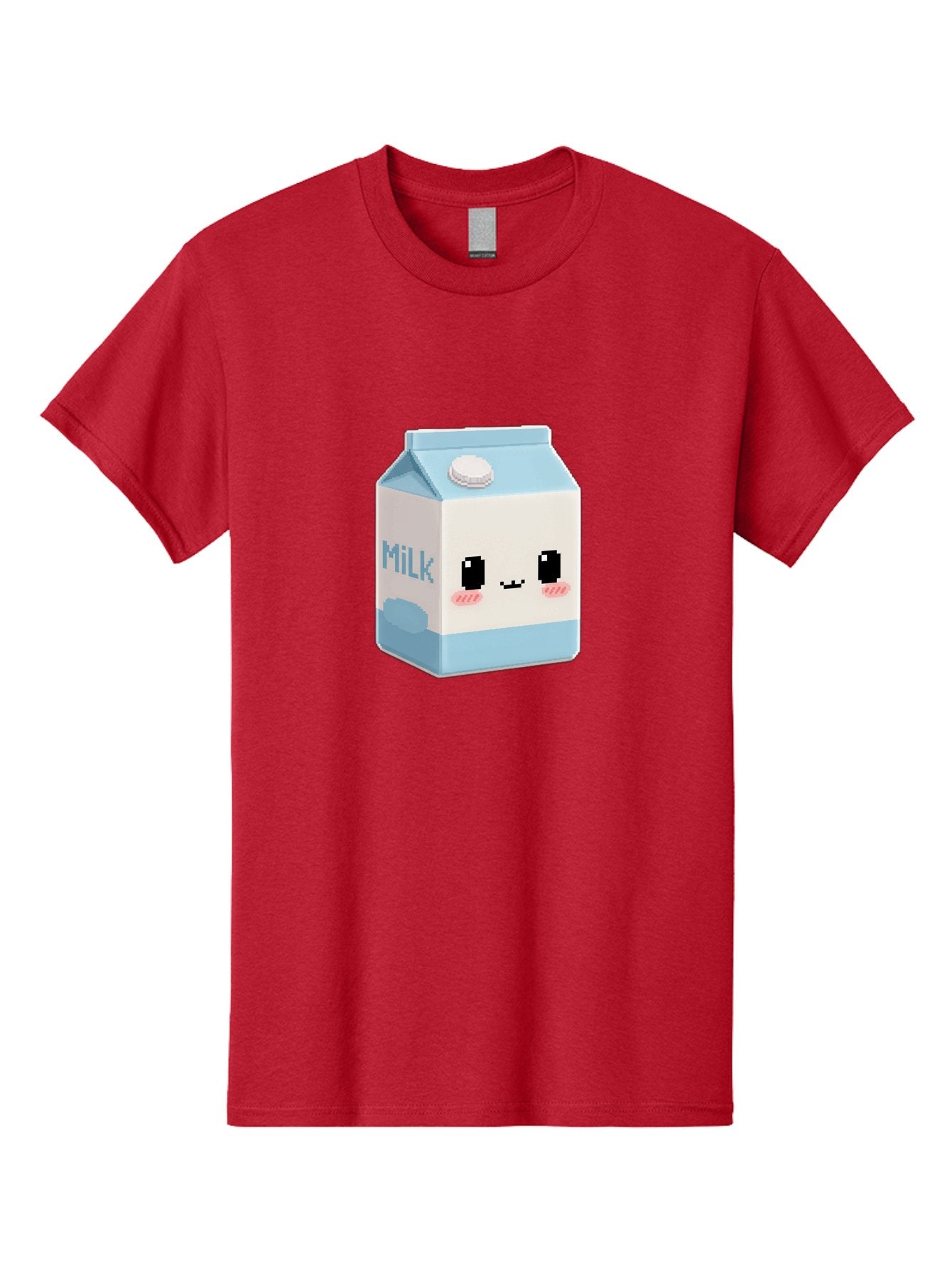 Milk-3 Men'S Graphic Tee, 100% Cotton, Comfortable Casual Summer Wear, Machine Washable, Cartoon Milk Carton, Cute Character Design, Pixel Art Style, Adorable Face, Kawaii Culture, Milk Beverage, Dairy Product, 8-Bit Aesthetic, Bae498