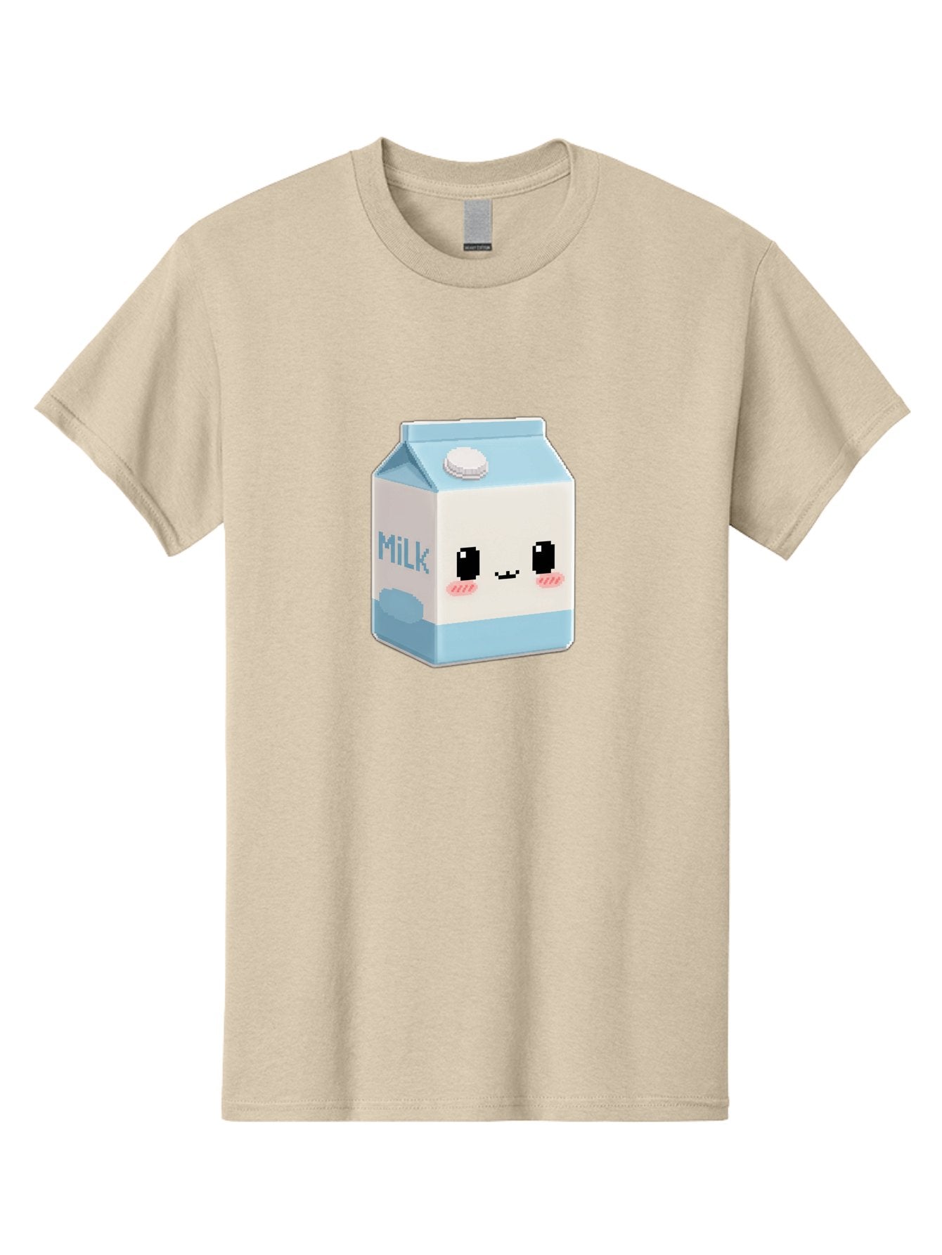 Milk-3 Men'S Graphic Tee, 100% Cotton, Comfortable Casual Summer Wear, Machine Washable, Cartoon Milk Carton, Cute Character Design, Pixel Art Style, Adorable Face, Kawaii Culture, Milk Beverage, Dairy Product, 8-Bit Aesthetic, Bae498 3