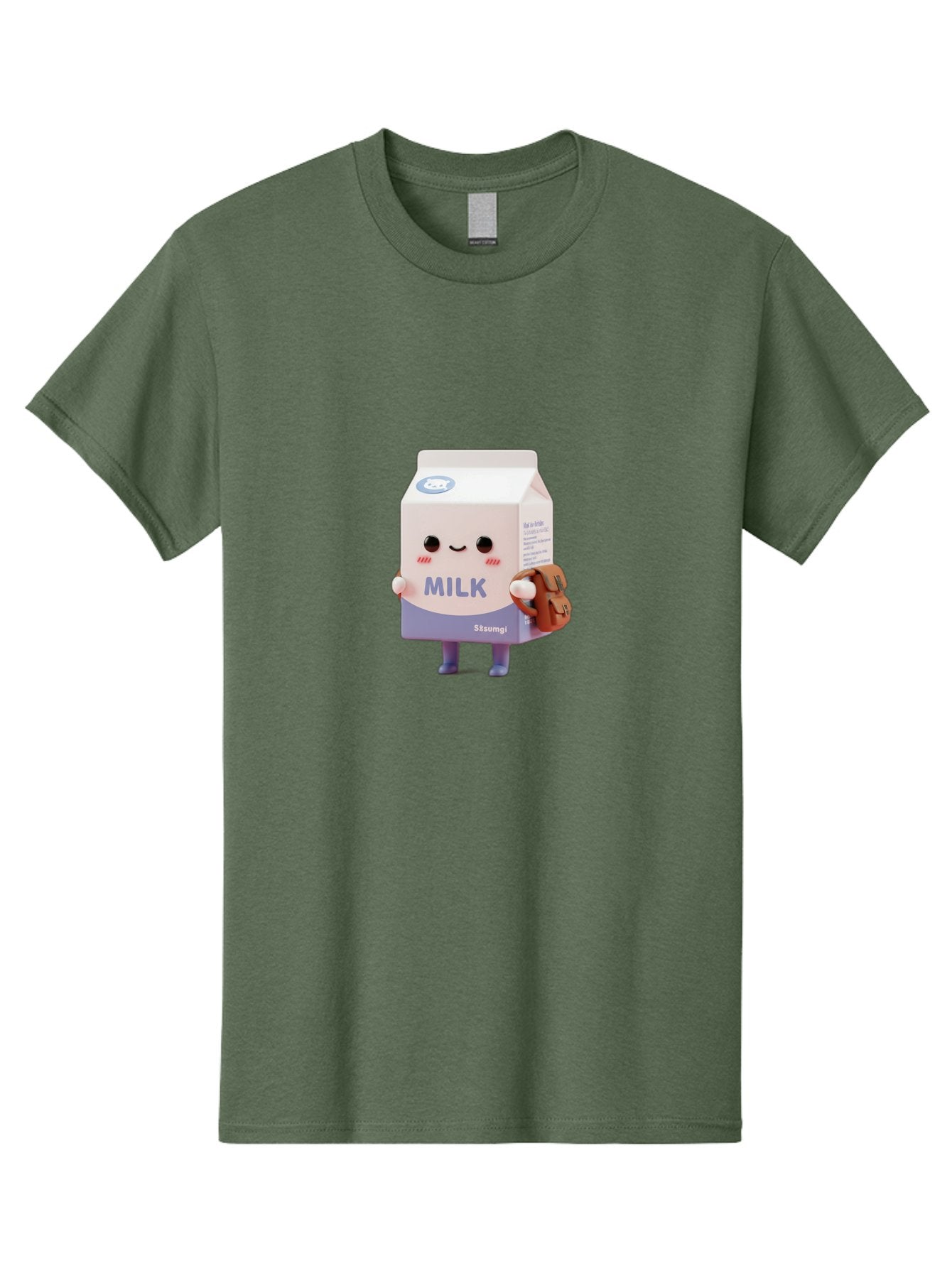 Milk-5 Men'S Graphic Tee, 100% Cotton, Comfortable Casual Summer Wear, Machine Washable, Cartoon Milk Carton, Cute Character Design, Anthropomorphic Packaging, Milk And Cookies, Kawaii Culture, Playful Illustration, Adorable Mascot, Bae500