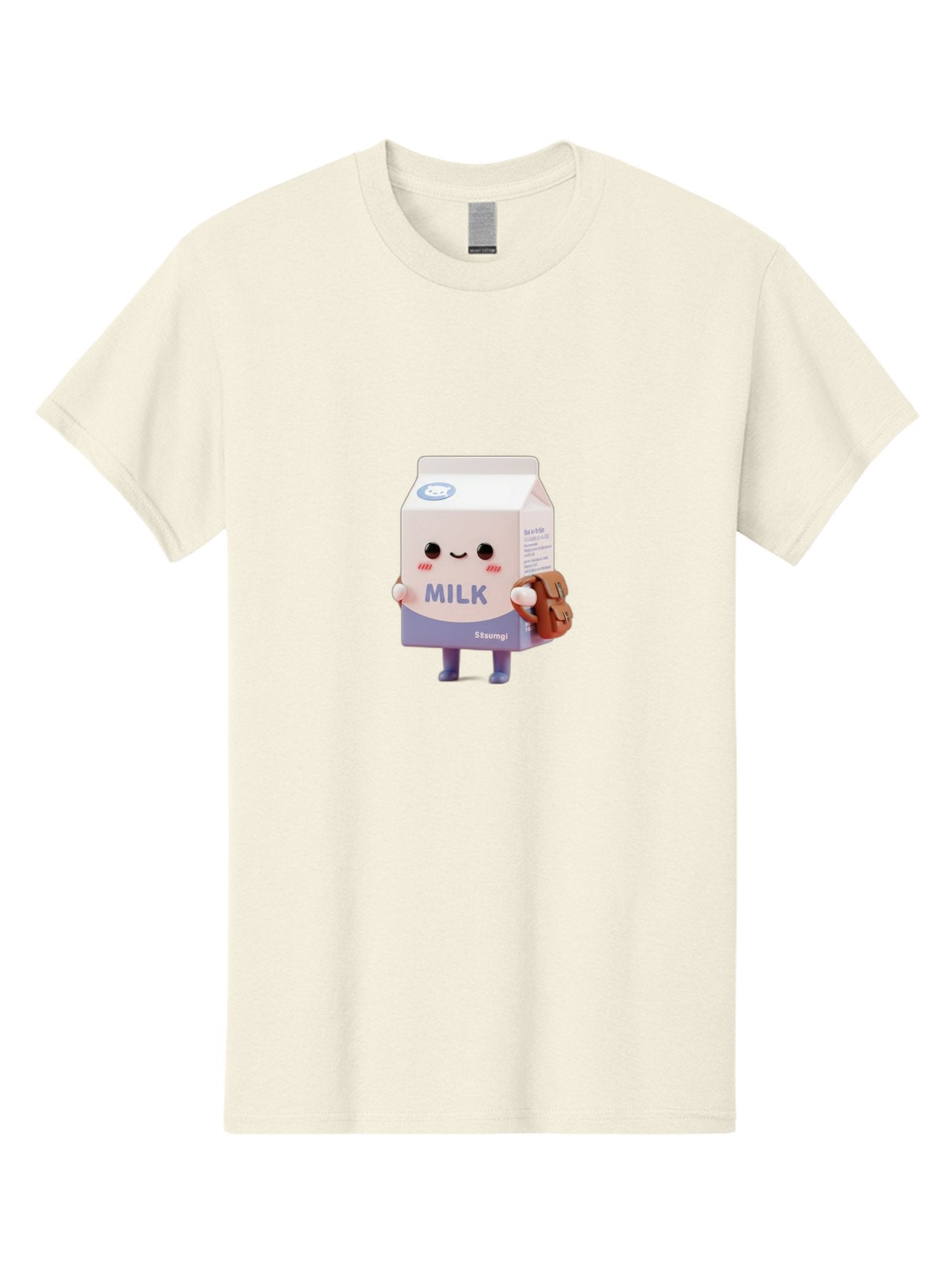Milk-5 Men'S Graphic Tee, 100% Cotton, Comfortable Casual Summer Wear, Machine Washable, Cartoon Milk Carton, Cute Character Design, Anthropomorphic Packaging, Milk And Cookies, Kawaii Culture, Playful Illustration, Adorable Mascot, Bae500