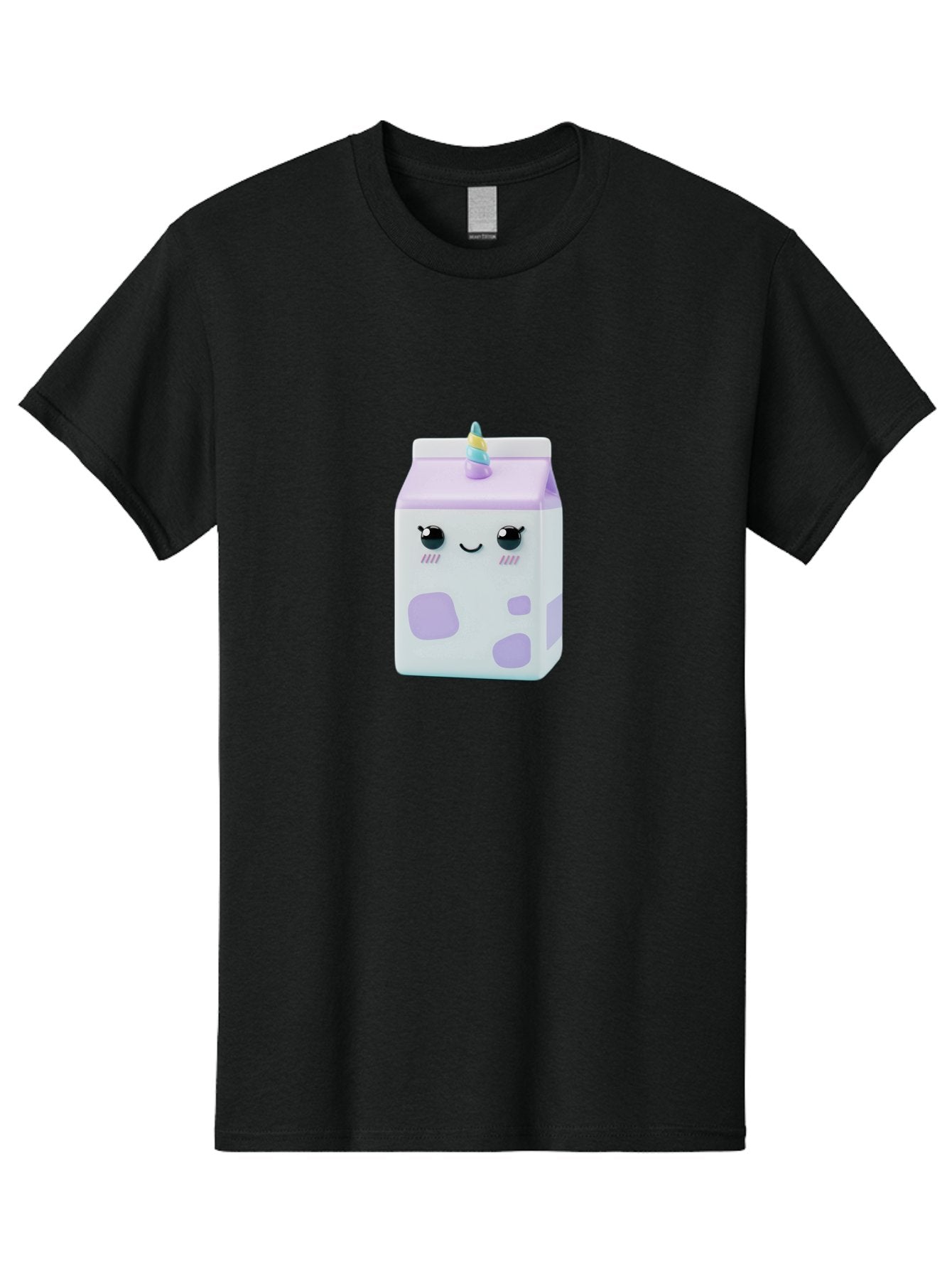 Milk-Carton-1 Men'S Graphic Tee, 100% Cotton, Comfortable Casual Summer Wear, Machine Washable, Milk Carton, Cartoon Character, Unicorn Horn, Purple And White, Cute Design, Funny Face, Kawaii, Playful, Whimsical, Charming, Bae501 13