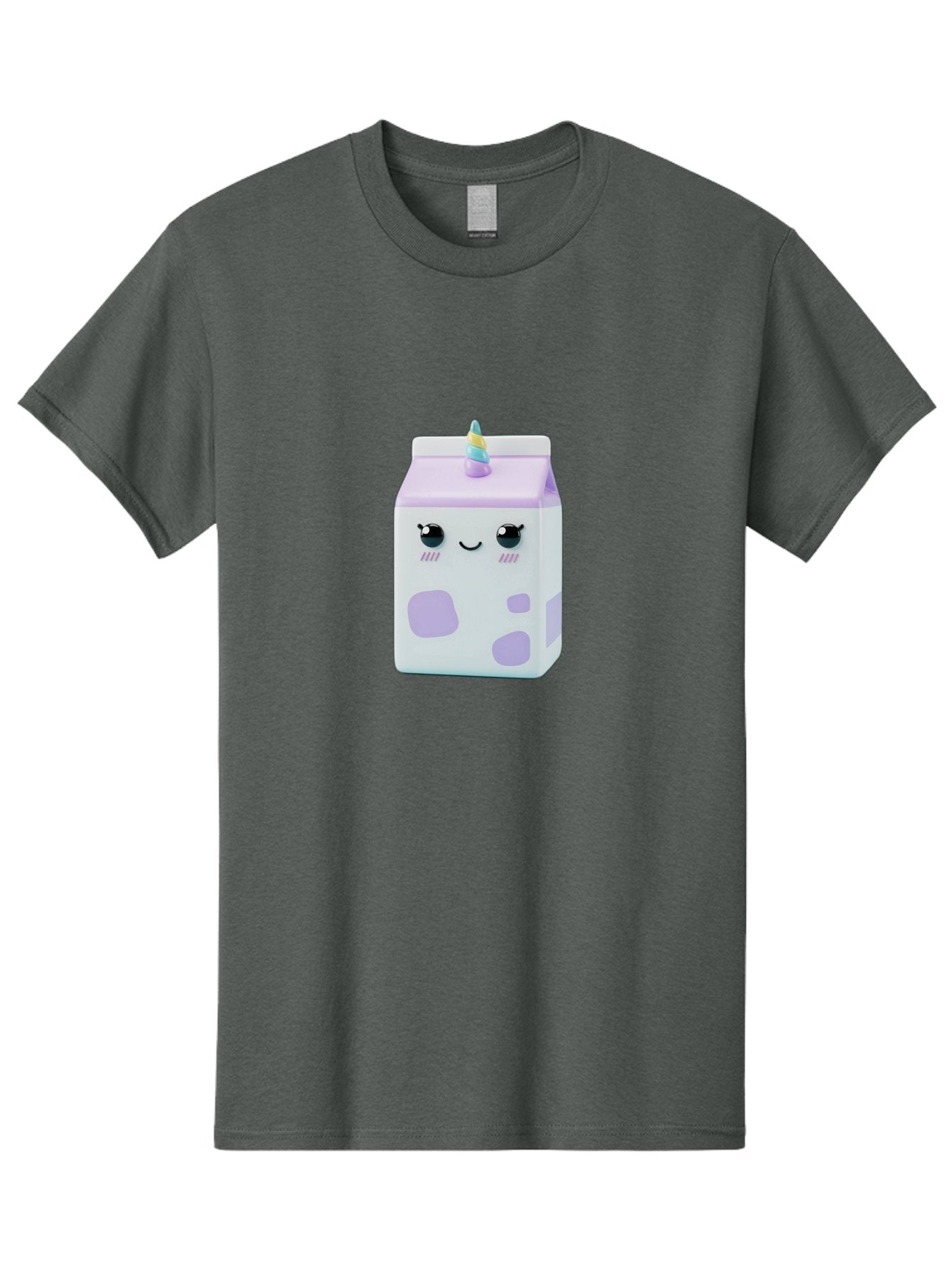 Milk-Carton-1 Men'S Graphic Tee, 100% Cotton, Comfortable Casual Summer Wear, Machine Washable, Milk Carton, Cartoon Character, Unicorn Horn, Purple And White, Cute Design, Funny Face, Kawaii, Playful, Whimsical, Charming, Bae501