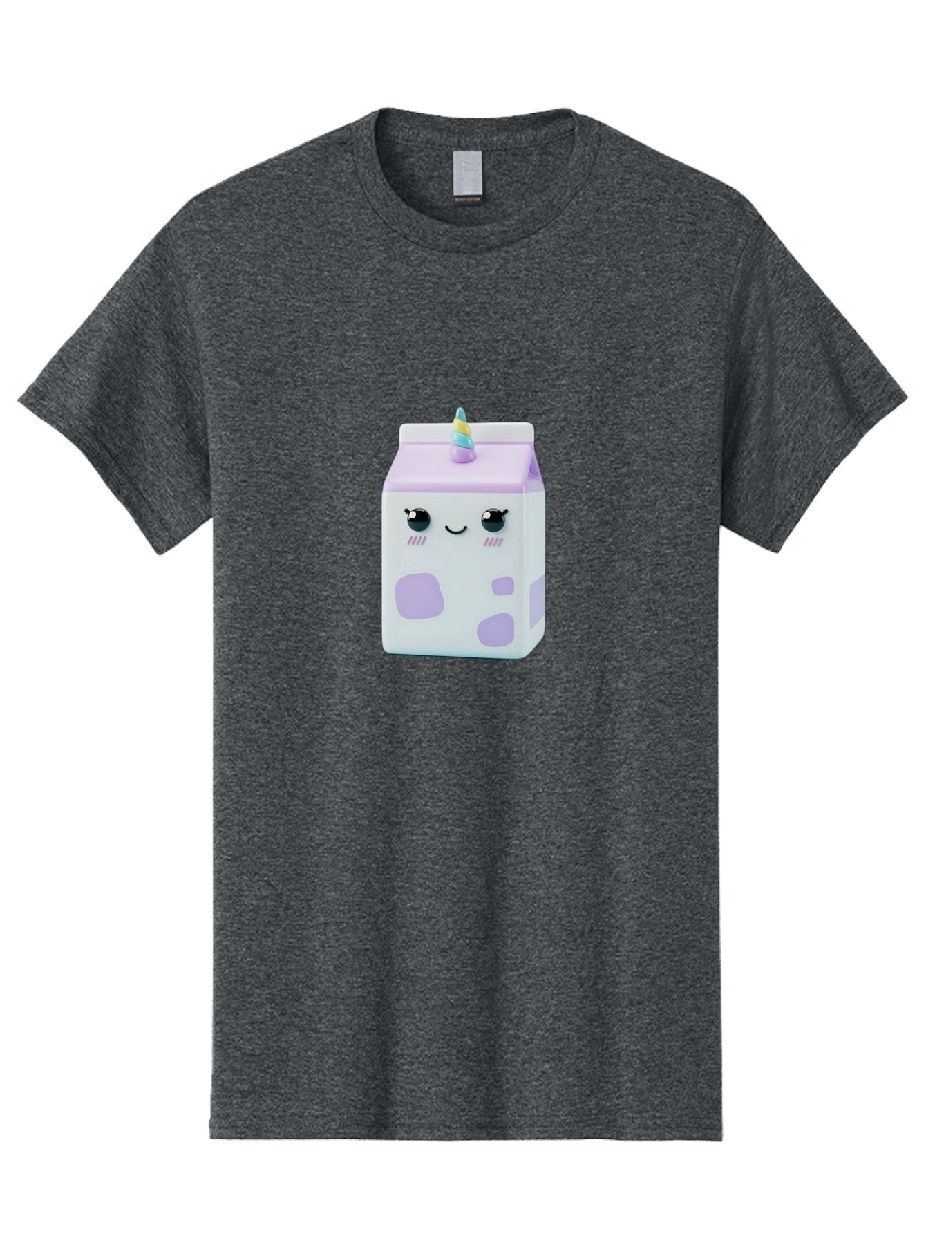 Milk-Carton-1 Men'S Graphic Tee, 100% Cotton, Comfortable Casual Summer Wear, Machine Washable, Milk Carton, Cartoon Character, Unicorn Horn, Purple And White, Cute Design, Funny Face, Kawaii, Playful, Whimsical, Charming, Bae501