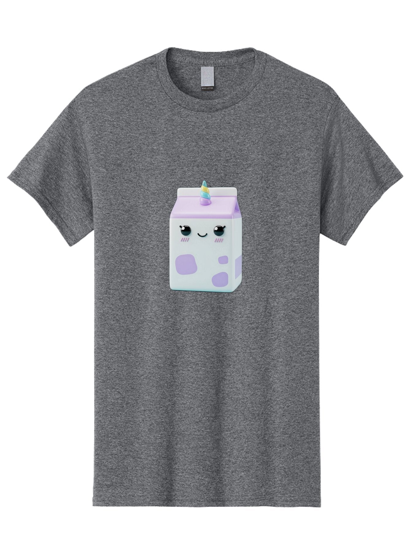 Milk-Carton-1 Men'S Graphic Tee, 100% Cotton, Comfortable Casual Summer Wear, Machine Washable, Milk Carton, Cartoon Character, Unicorn Horn, Purple And White, Cute Design, Funny Face, Kawaii, Playful, Whimsical, Charming, Bae501 3