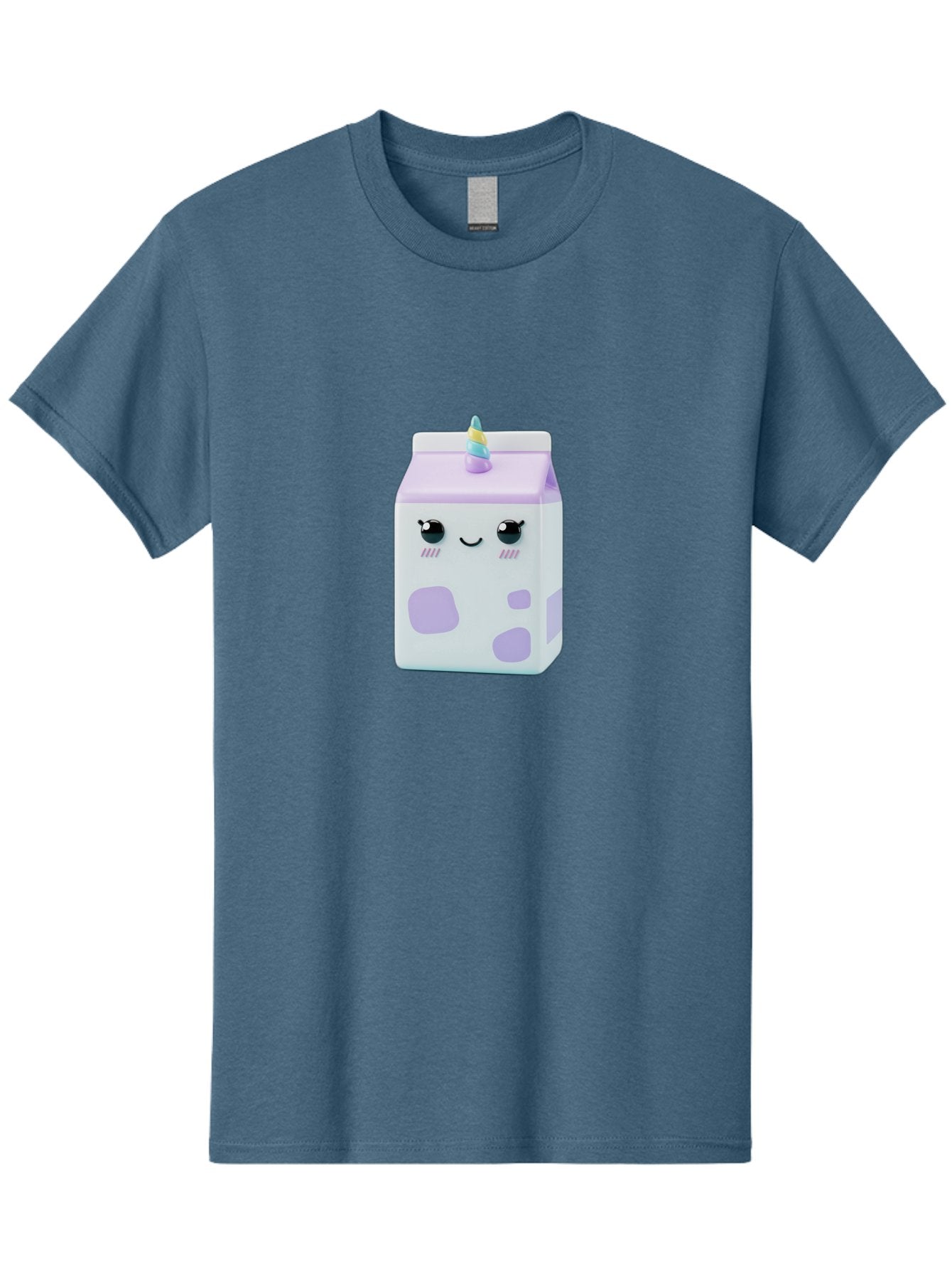 Milk-Carton-1 Men'S Graphic Tee, 100% Cotton, Comfortable Casual Summer Wear, Machine Washable, Milk Carton, Cartoon Character, Unicorn Horn, Purple And White, Cute Design, Funny Face, Kawaii, Playful, Whimsical, Charming, Bae501 4