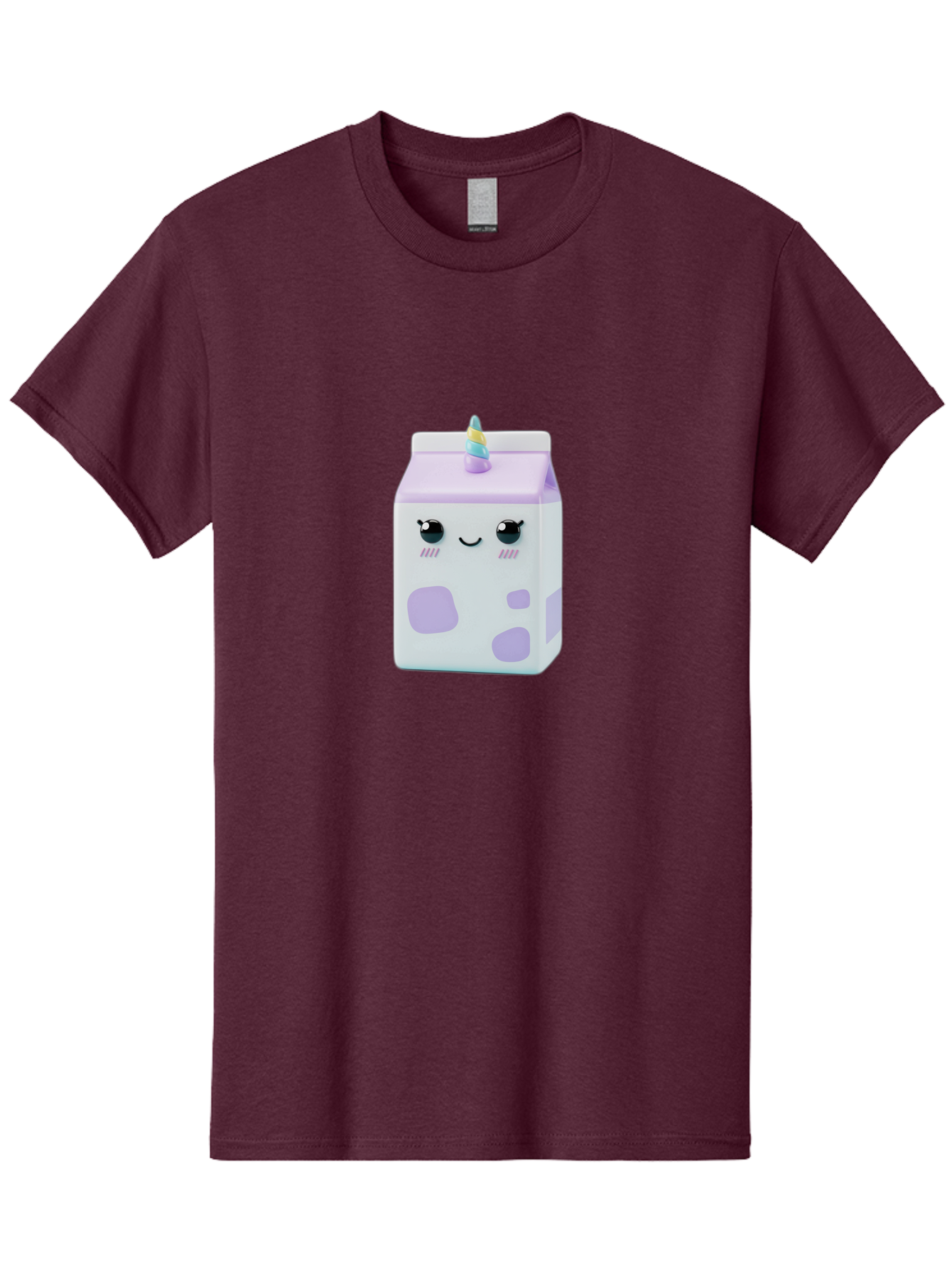 Milk-Carton-1 Men'S Graphic Tee, 100% Cotton, Comfortable Casual Summer Wear, Machine Washable, Milk Carton, Cartoon Character, Unicorn Horn, Purple And White, Cute Design, Funny Face, Kawaii, Playful, Whimsical, Charming, Bae501