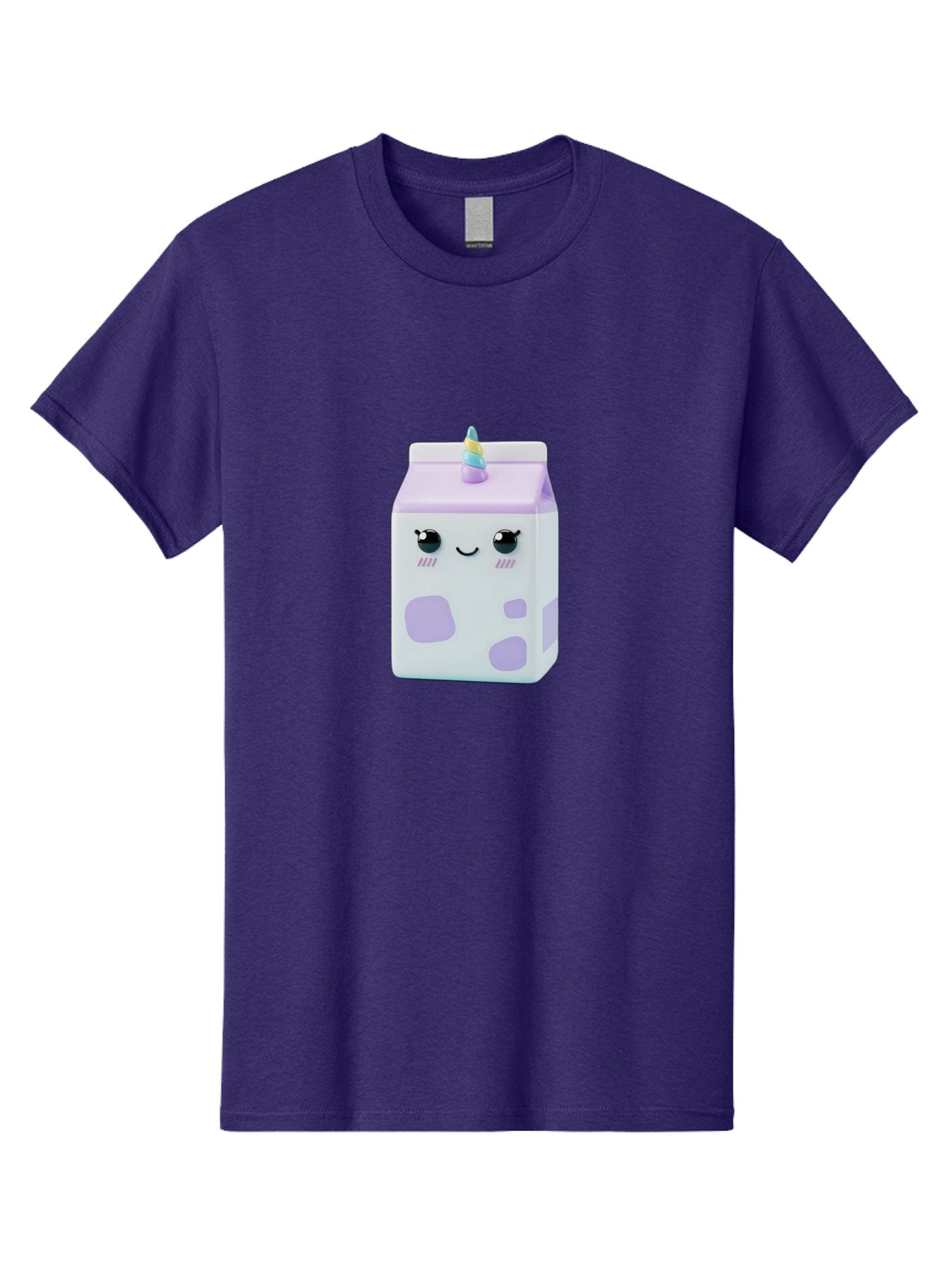 Milk-Carton-1 Men'S Graphic Tee, 100% Cotton, Comfortable Casual Summer Wear, Machine Washable, Milk Carton, Cartoon Character, Unicorn Horn, Purple And White, Cute Design, Funny Face, Kawaii, Playful, Whimsical, Charming, Bae501 10