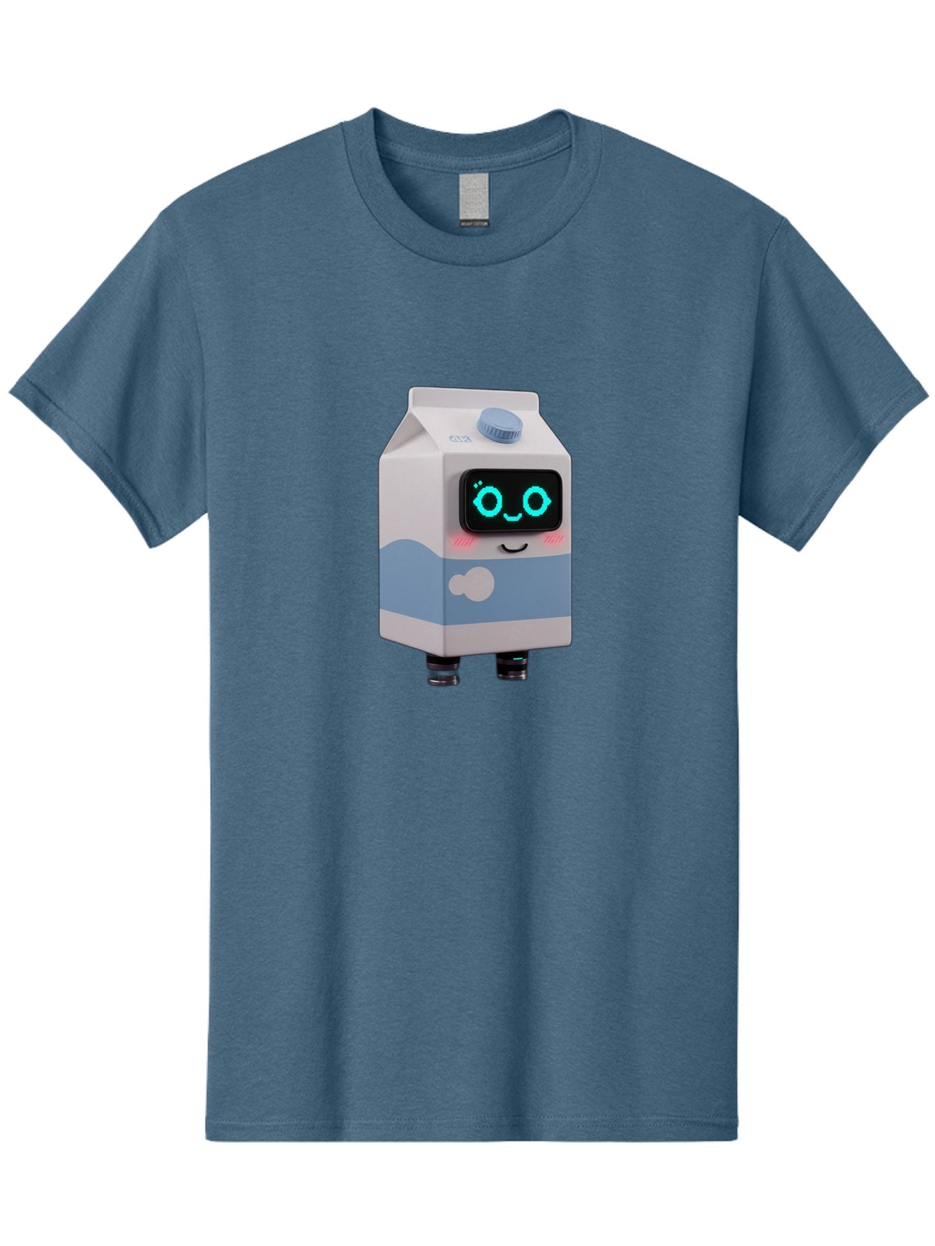 Milk-Carton-Robot Men'S Graphic Tee, 100% Cotton, Comfortable Casual Summer Wear, Machine Washable, Cartoon Milk Carton, Robot Character, Glowing Blue Eyes, Smiling Face, Cute Design, Childrens Illustration, 3D Rendering, Fun And Playful, Bae502 12