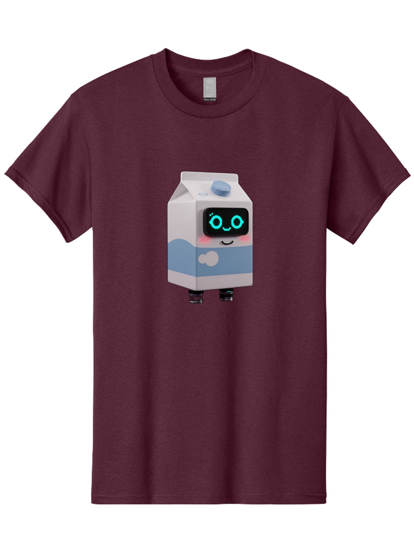 Milk-Carton-Robot Men'S Graphic Tee, 100% Cotton, Comfortable Casual Summer Wear, Machine Washable, Cartoon Milk Carton, Robot Character, Glowing Blue Eyes, Smiling Face, Cute Design, Childrens Illustration, 3D Rendering, Fun And Playful, Bae502 9
