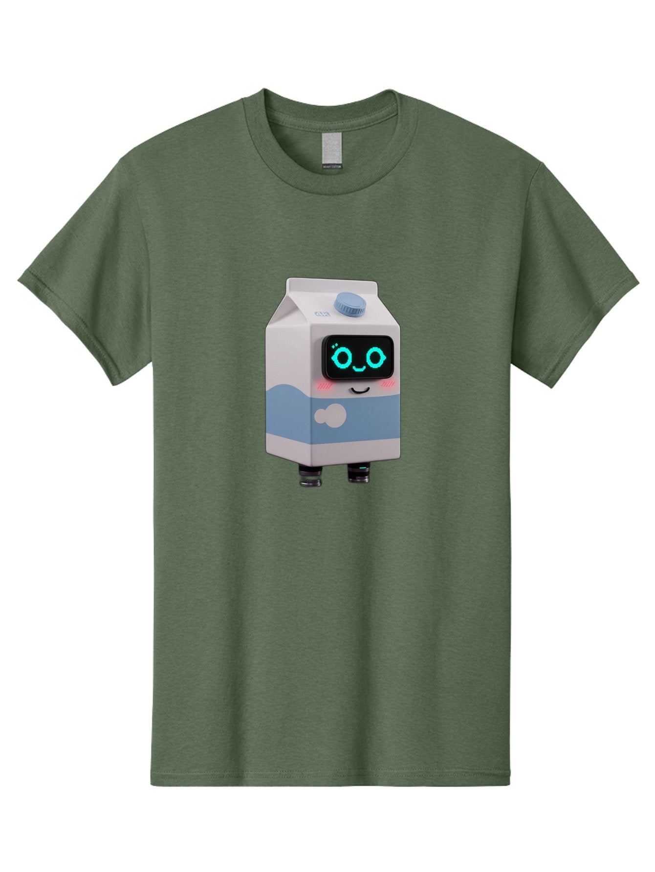 Milk-Carton-Robot Men'S Graphic Tee, 100% Cotton, Comfortable Casual Summer Wear, Machine Washable, Cartoon Milk Carton, Robot Character, Glowing Blue Eyes, Smiling Face, Cute Design, Childrens Illustration, 3D Rendering, Fun And Playful, Bae502 13