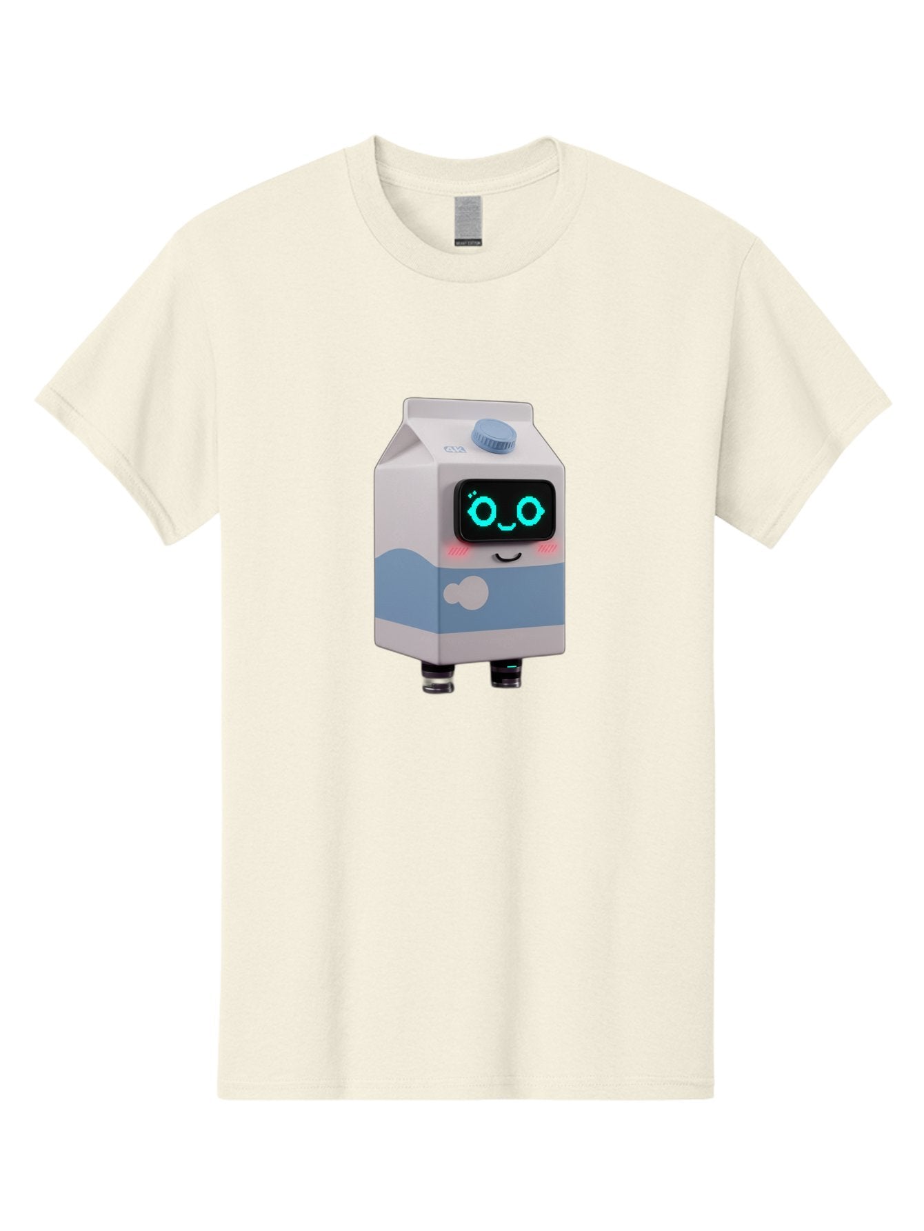 Milk-Carton-Robot Men'S Graphic Tee, 100% Cotton, Comfortable Casual Summer Wear, Machine Washable, Cartoon Milk Carton, Robot Character, Glowing Blue Eyes, Smiling Face, Cute Design, Childrens Illustration, 3D Rendering, Fun And Playful, Bae502 11