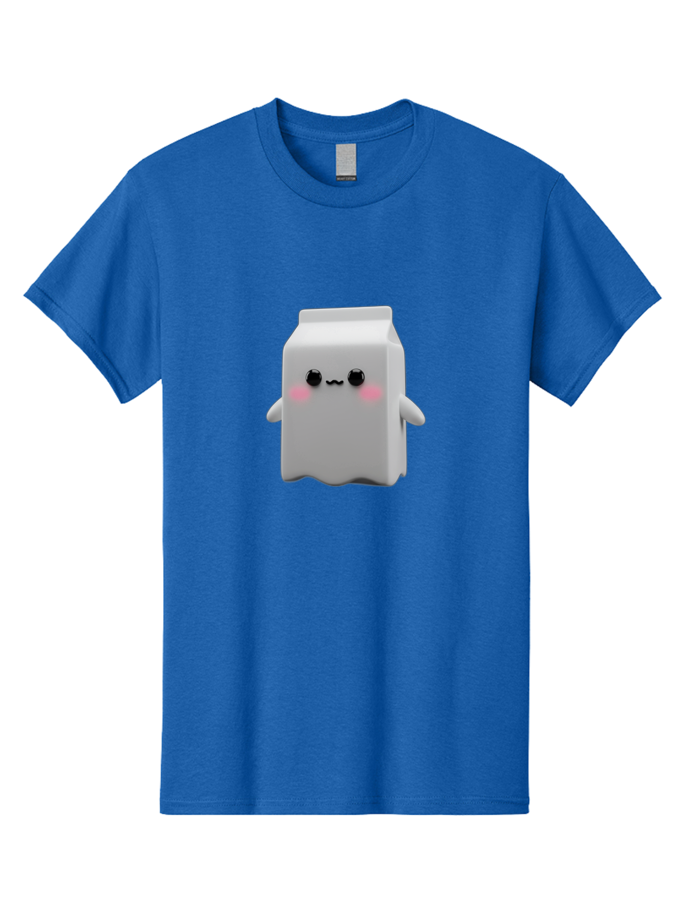 Milk-Carton Men'S Graphic Tee, 100% Cotton, Comfortable Casual Summer Wear, Machine Washable, Cartoon Milk Carton, Kawaii Character, Cute Milk, Adorable Illustration, Pink Blush Cheeks, Squiggly Mouth, 3D Animation, Whimsical Design, Bae503 5