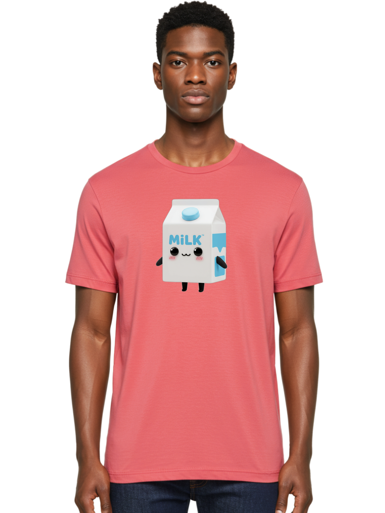 Milk Men'S Graphic Tee, 100% Cotton, Comfortable Casual Summer Wear, Machine Washable, Cartoon Milk Carton, Illustrated Beverage, Cute Character Design, Funny Packaging, Dairy Product, Kawaii Culture, Cartoon Character Bae504 17